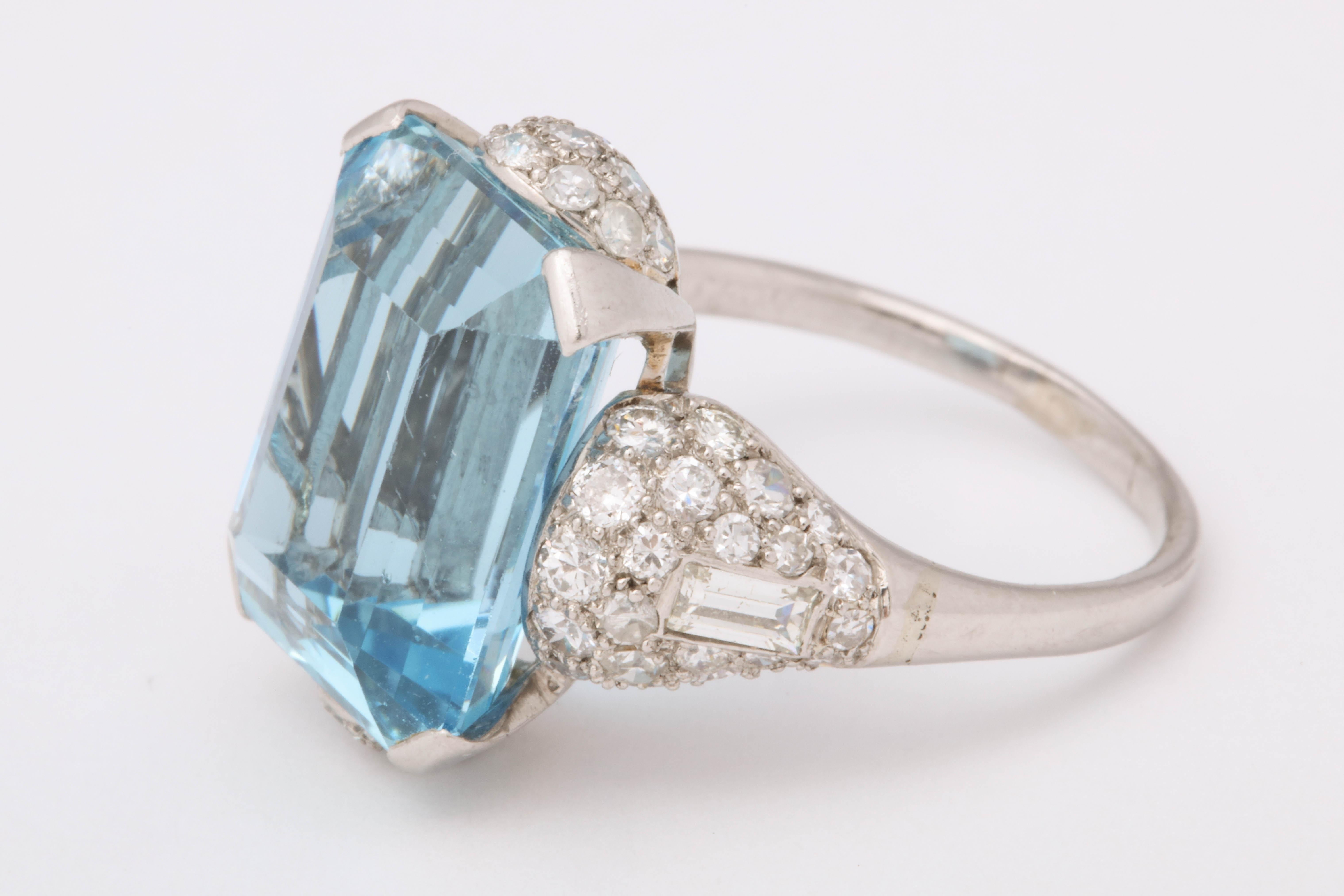 Women's Art Deco Aquamarine and Diamond Ring