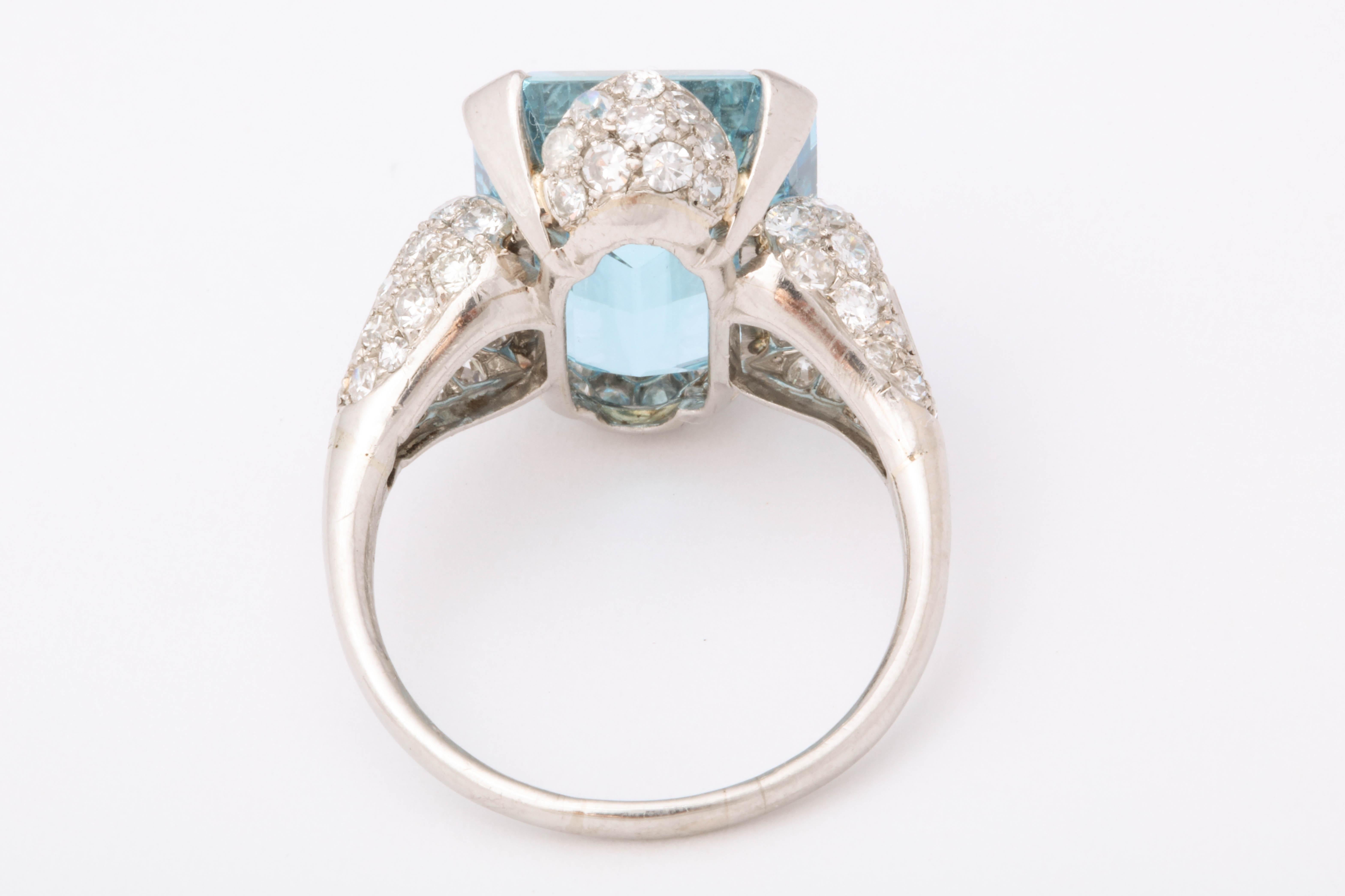 Art Deco Aquamarine and Diamond Ring 1