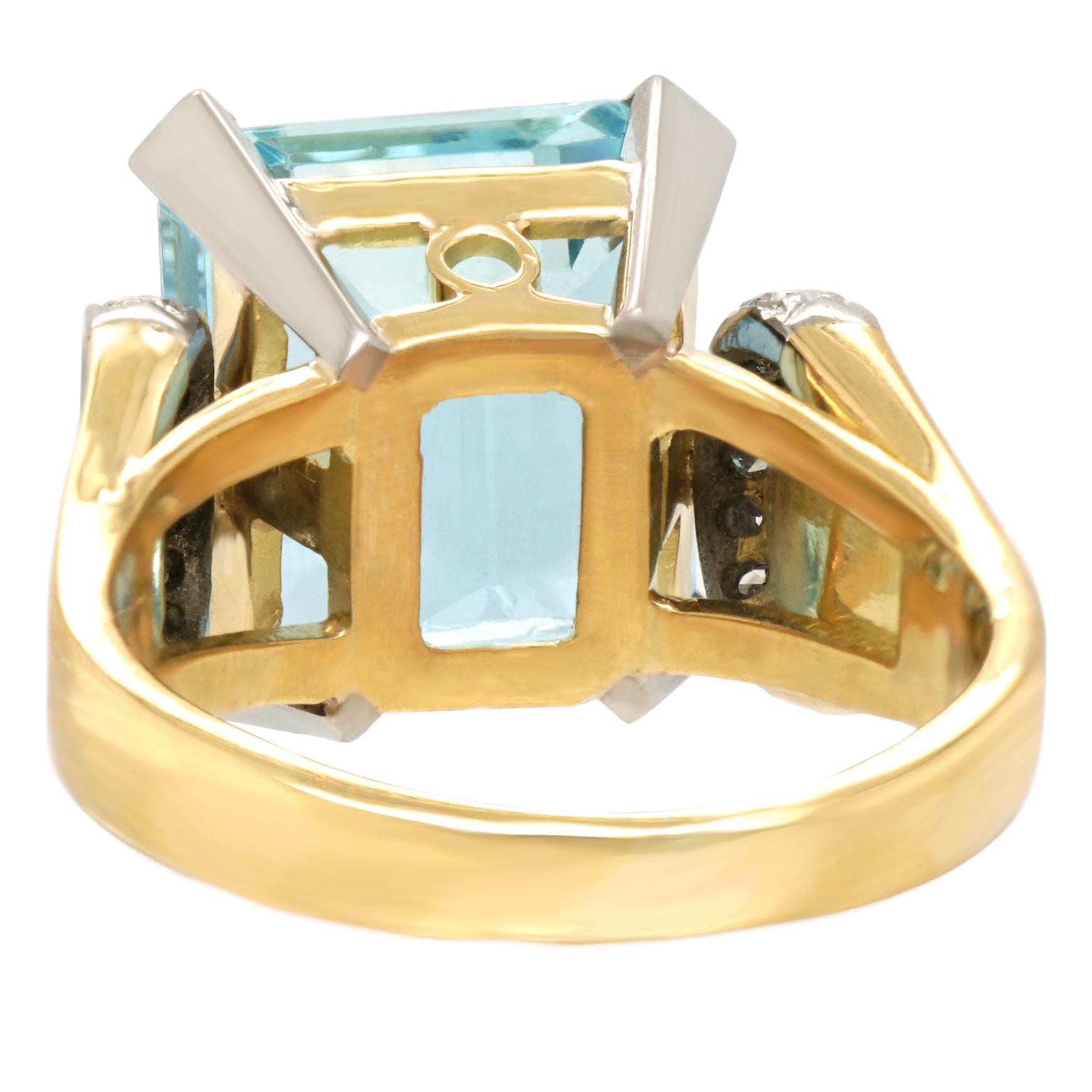 Art Deco Aquamarine and Diamond-Set Gold Ring 5