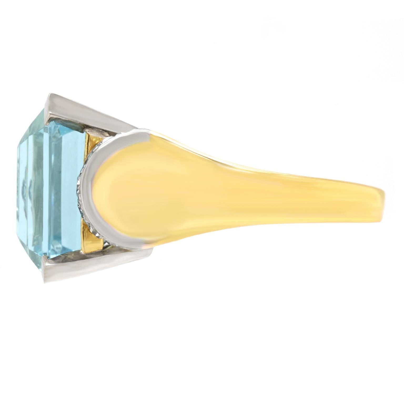 Art Deco Aquamarine and Diamond-Set Gold Ring 2