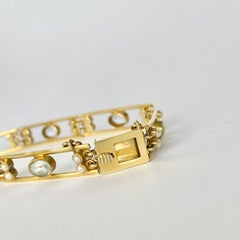 Art Deco Aquamarine and Pearl 15 Carat Gold Bracelet