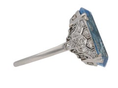 Art Deco Aquamarine Diamond Cluster Ring, circa 1935