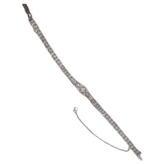 Antique Art Deco Aquamarine & Diamond Filigree Braclet