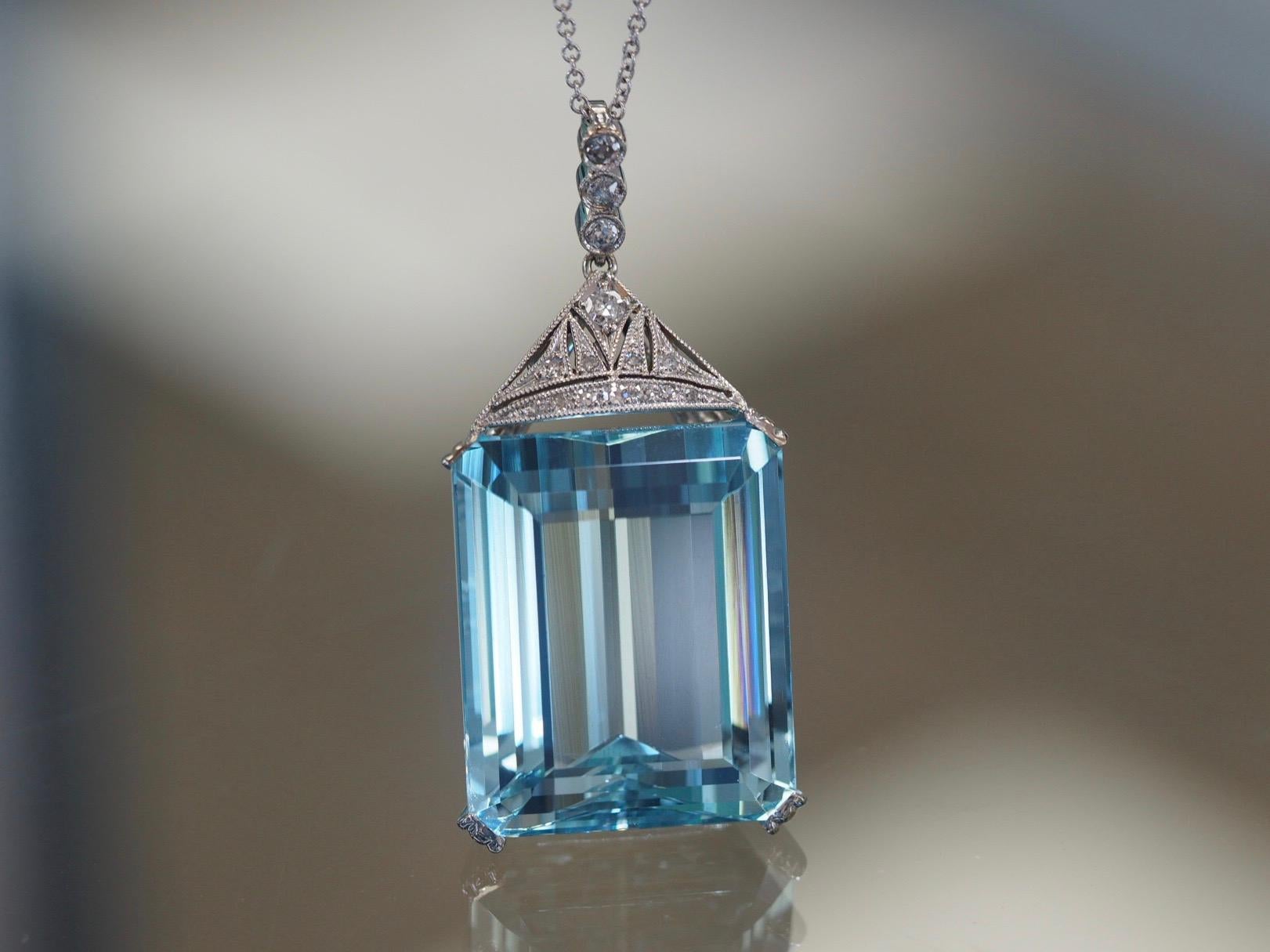 diamond and aquamarine necklace