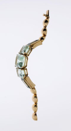 Art Deco Aquamarine Gold Bracelet
