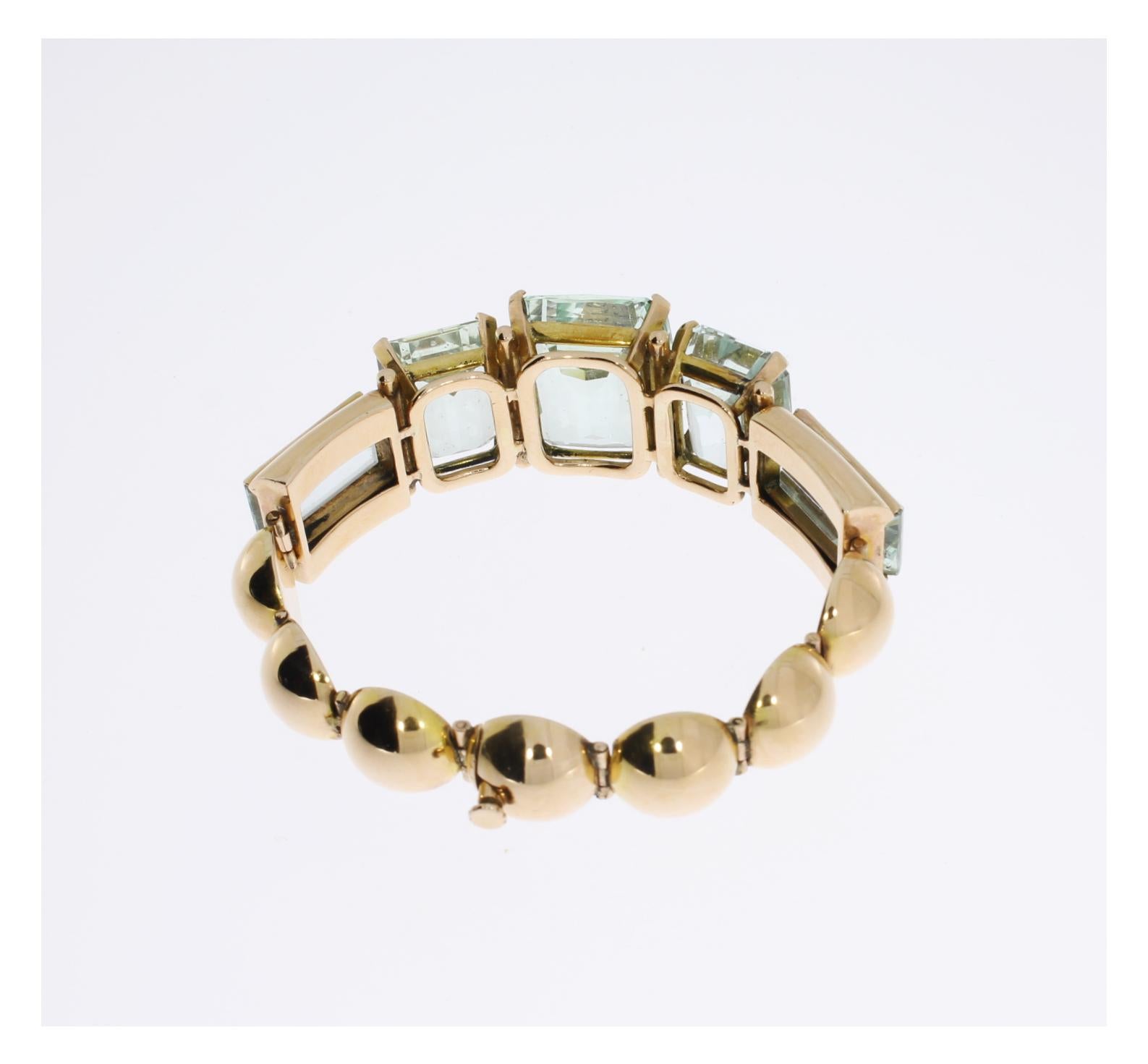 Women's Art Deco Aquamarine Gold Bracelet For Sale