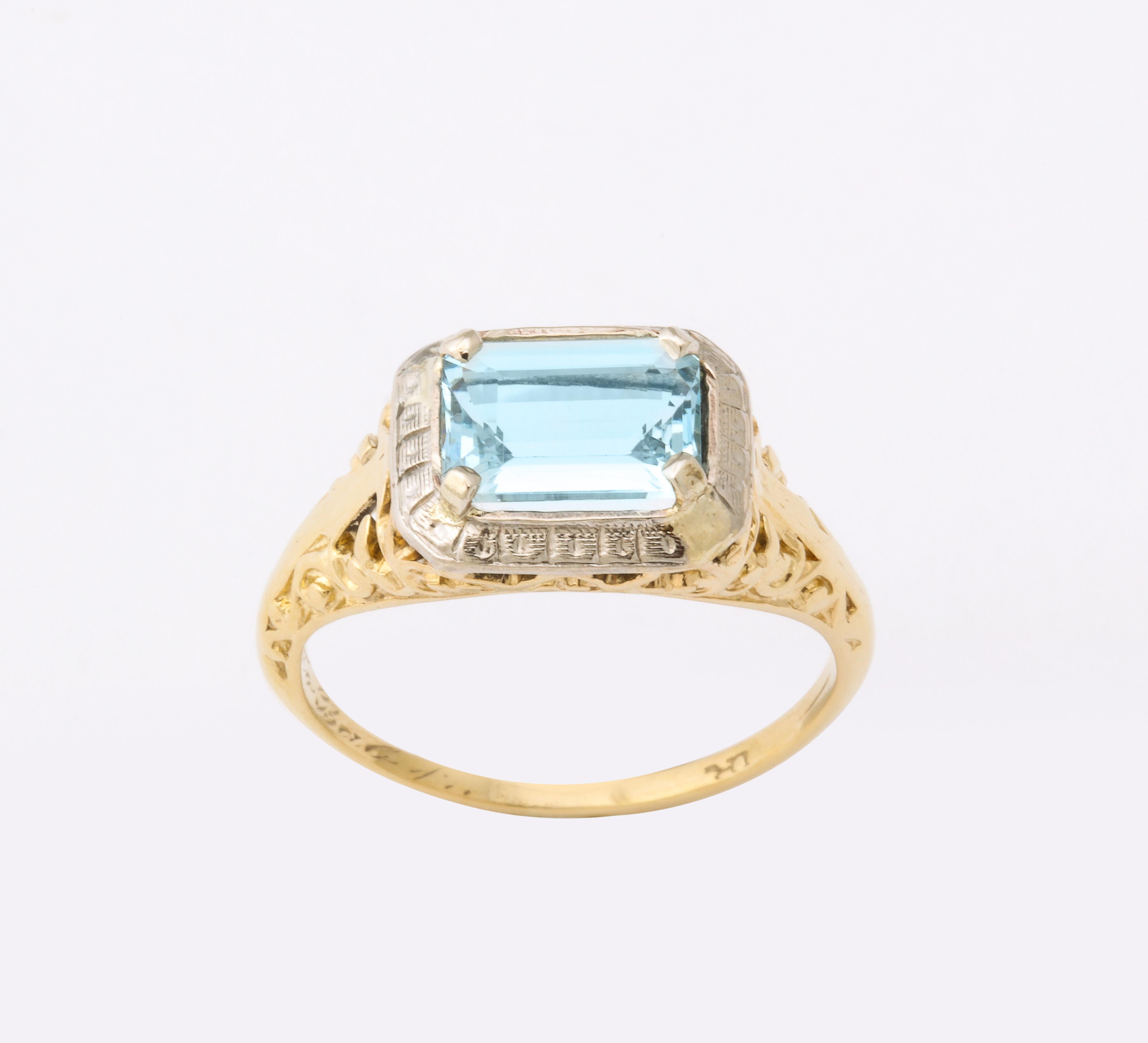 vintage art deco aquamarine ring