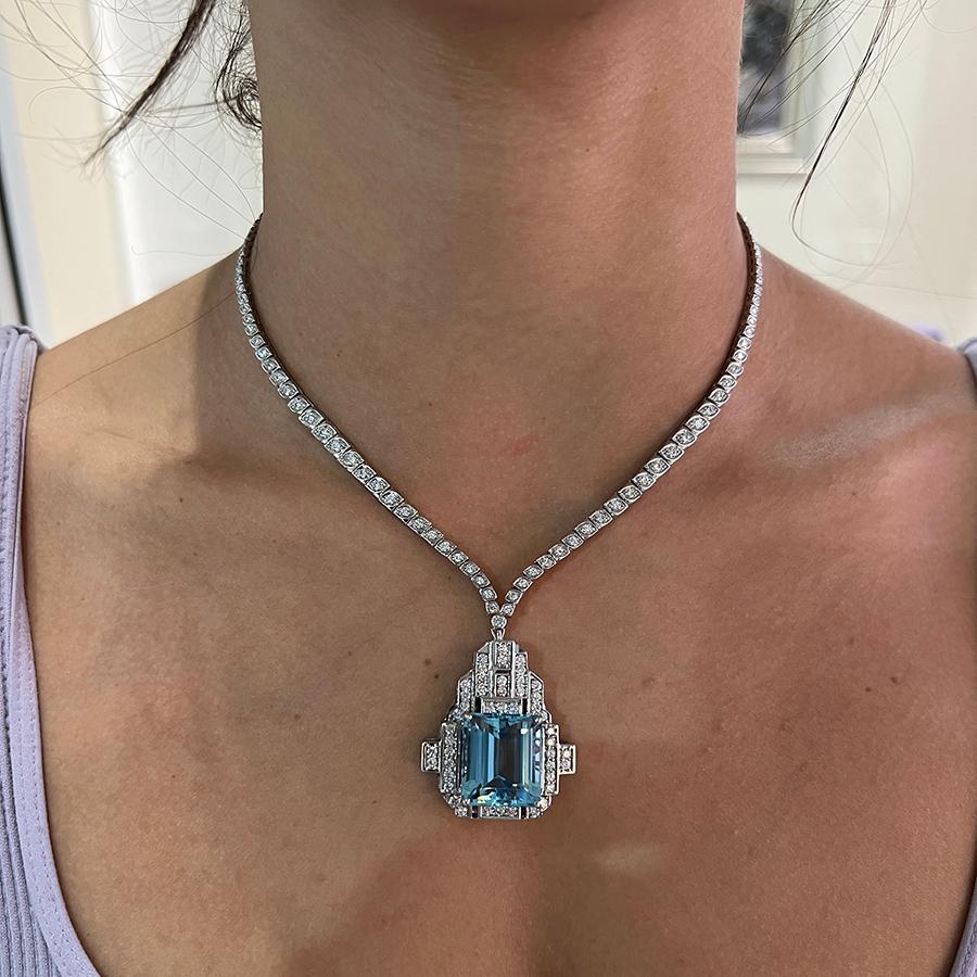 Aquamarin-Halskette im Art-déco-Stil im Zustand „Hervorragend“ im Angebot in Sarasota, FL
