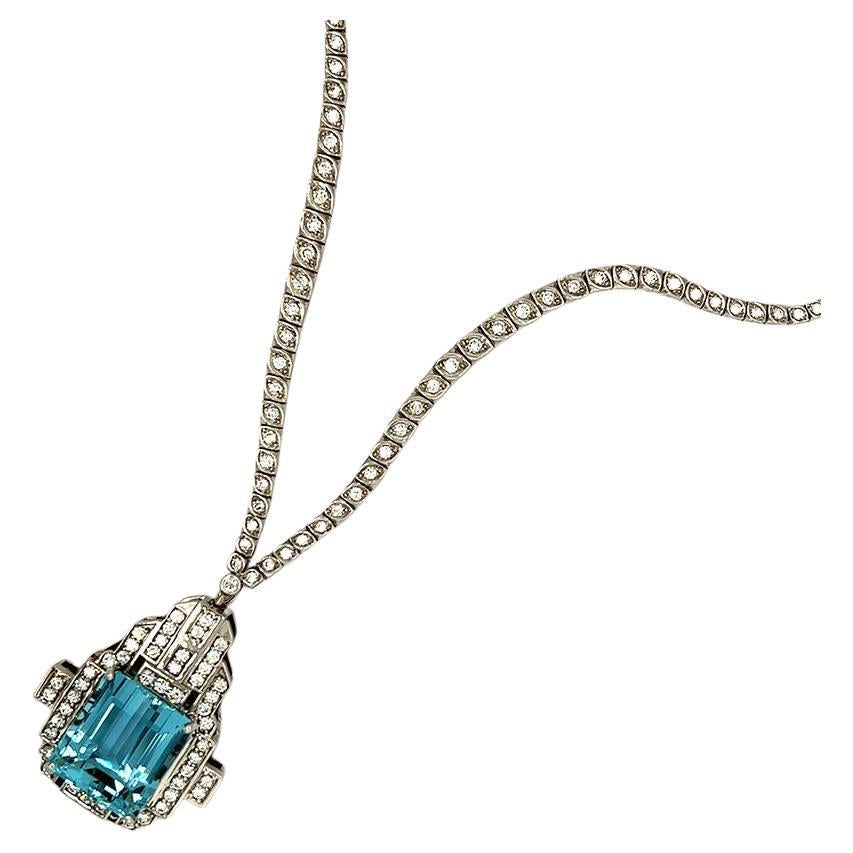 Art Deco Aquamarine Necklace For Sale