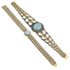 Art Deco Aquamarine Openwork Necklace-Bracelet in 18K Gold and Silver