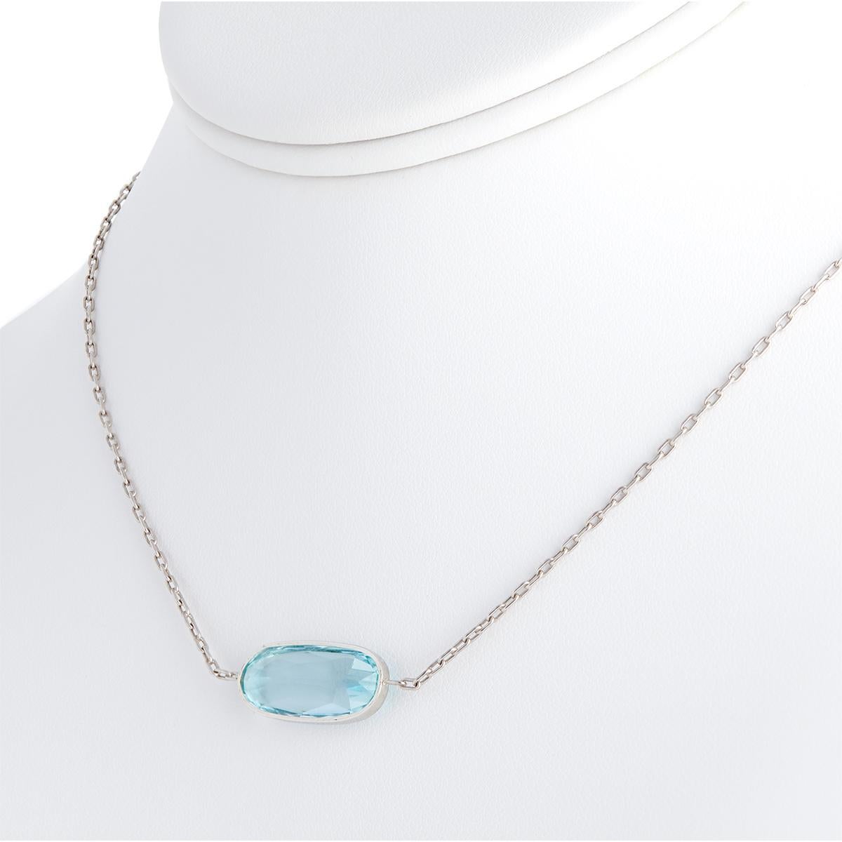 Women's or Men's Art Deco Aquamarine Platinum Pendant Necklace