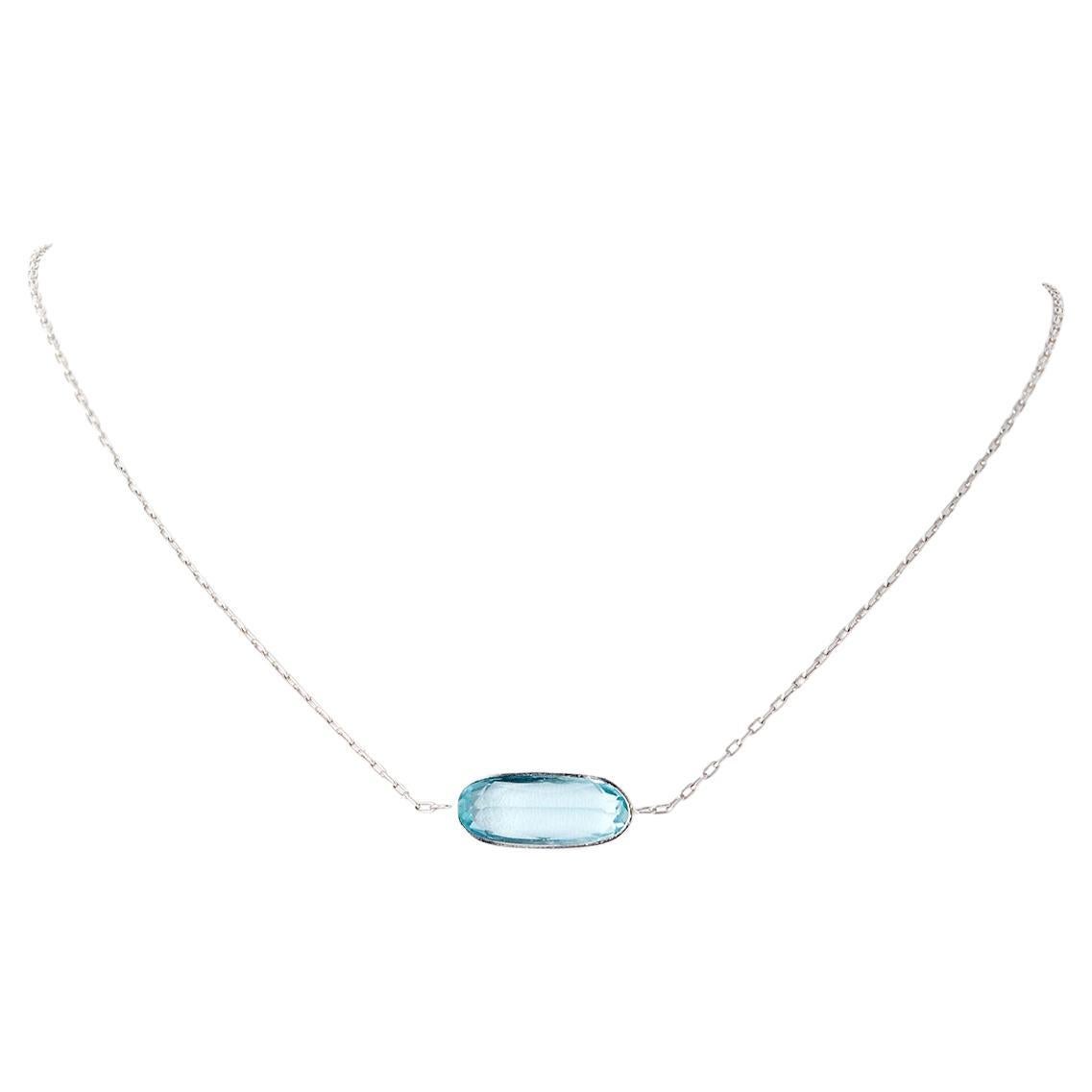 Art Deco Aquamarine Platinum Pendant Necklace