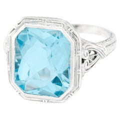 Antique Art Deco Aquamarine-Set White Gold Ring