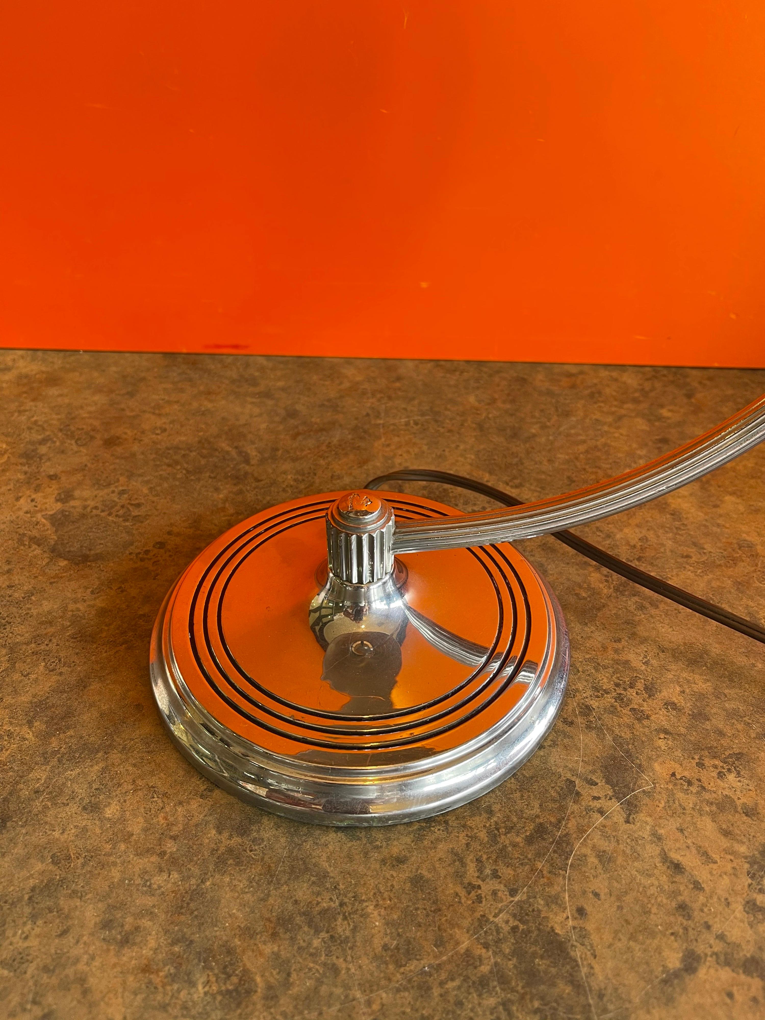 Art Deco Arc Desk Lamp with Tin Shade by Chase 4