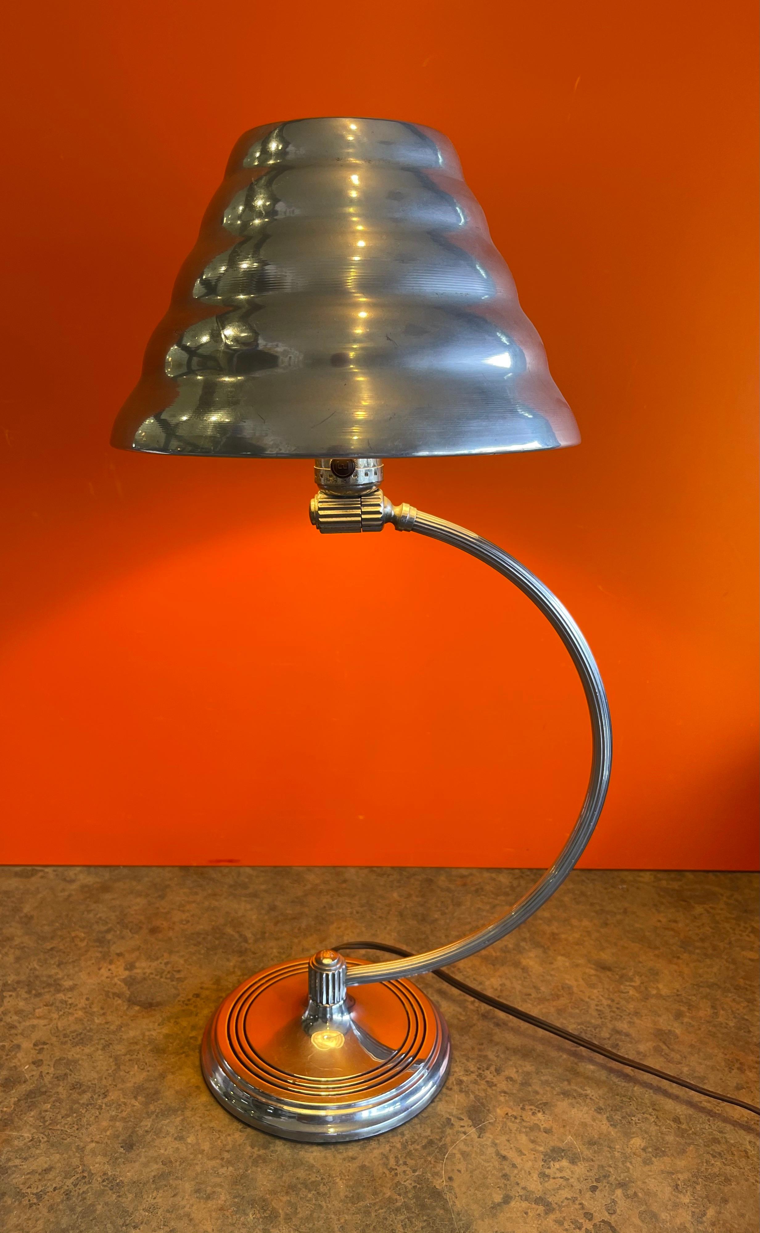 Art Deco Arc Desk Lamp with Tin Shade by Chase 7