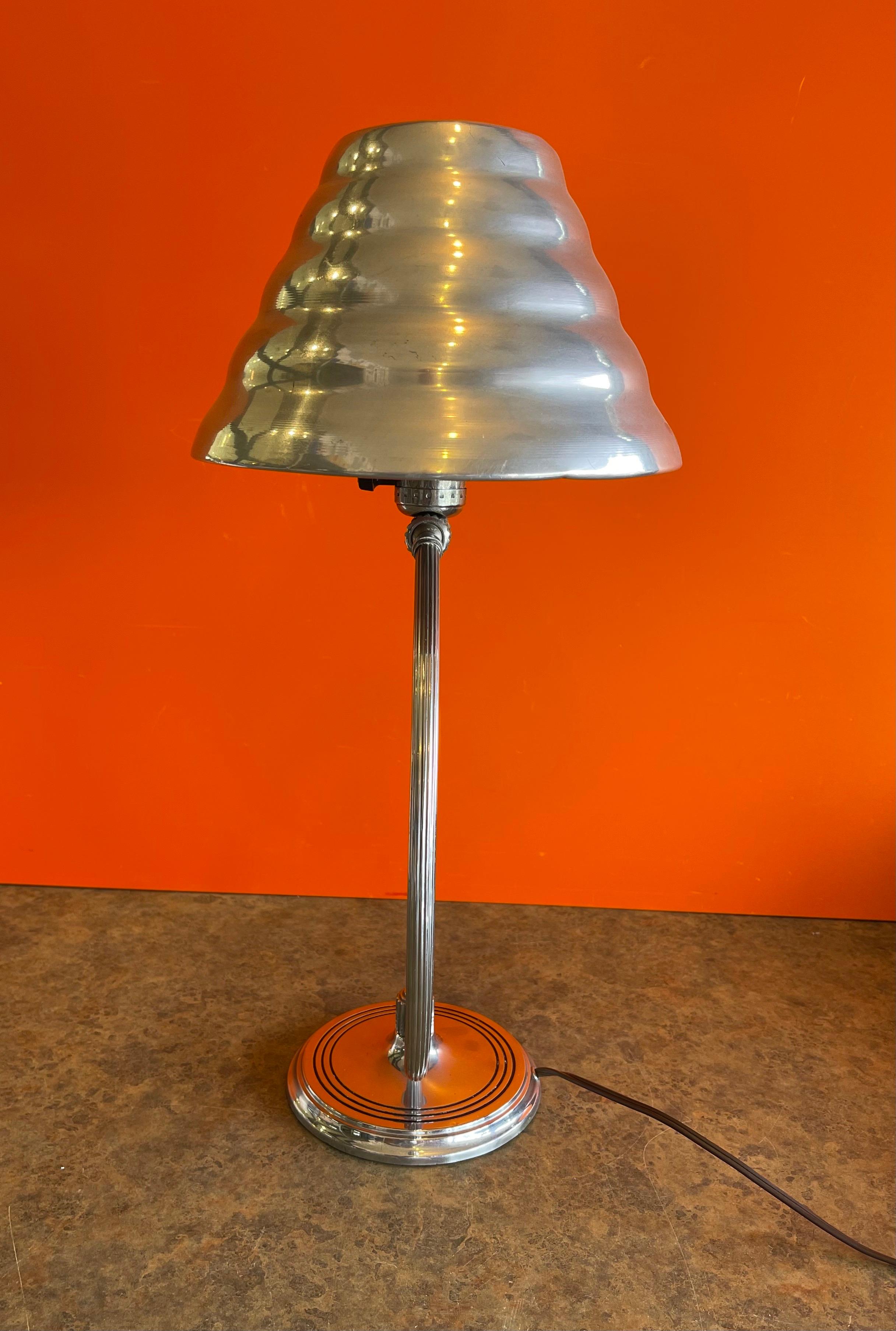 American Art Deco Arc Desk Lamp with Tin Shade by Chase