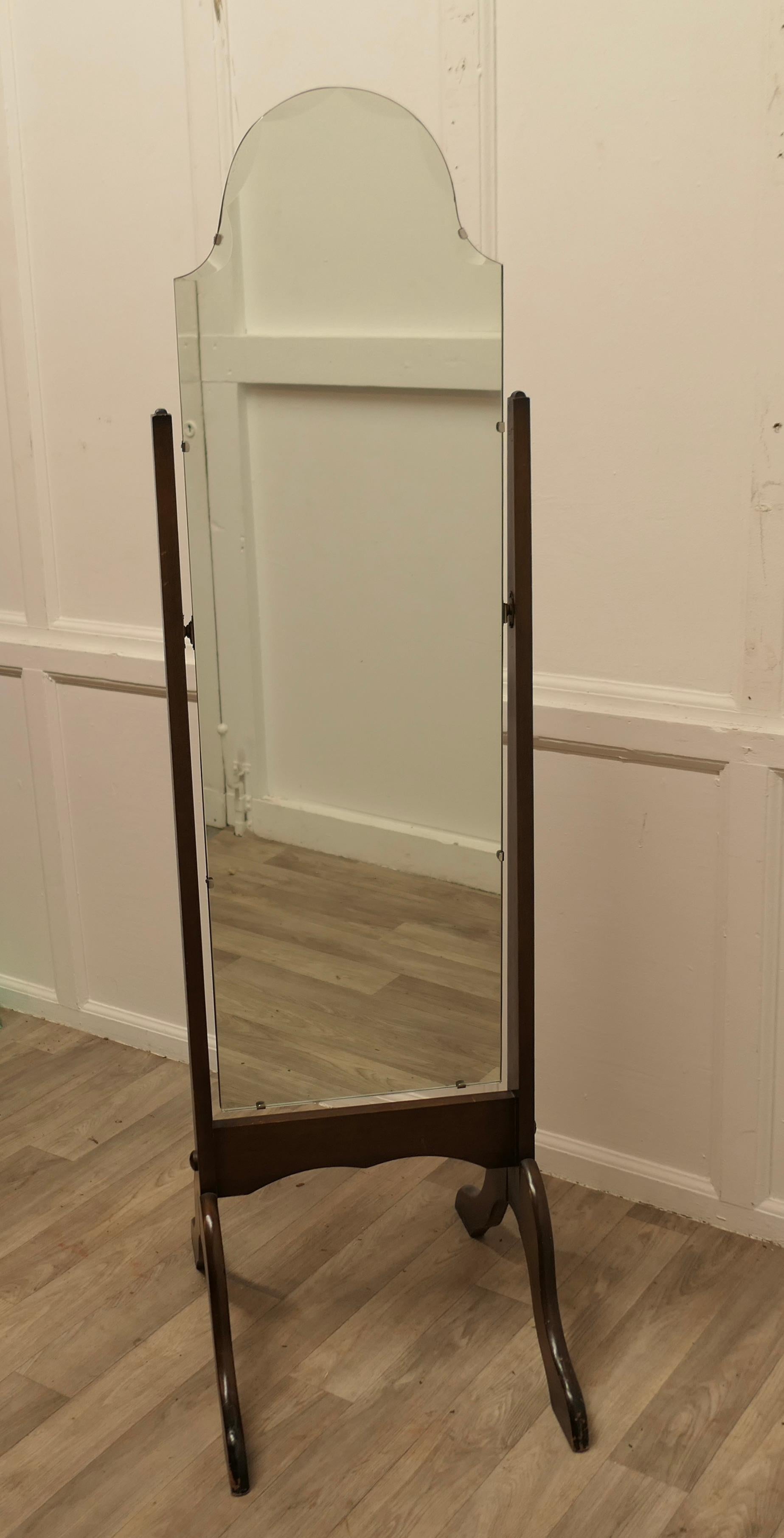 Mid-20th Century Art Deco Arch Top Cheval Mirror  The Mirror has an Arch shaped top For Sale