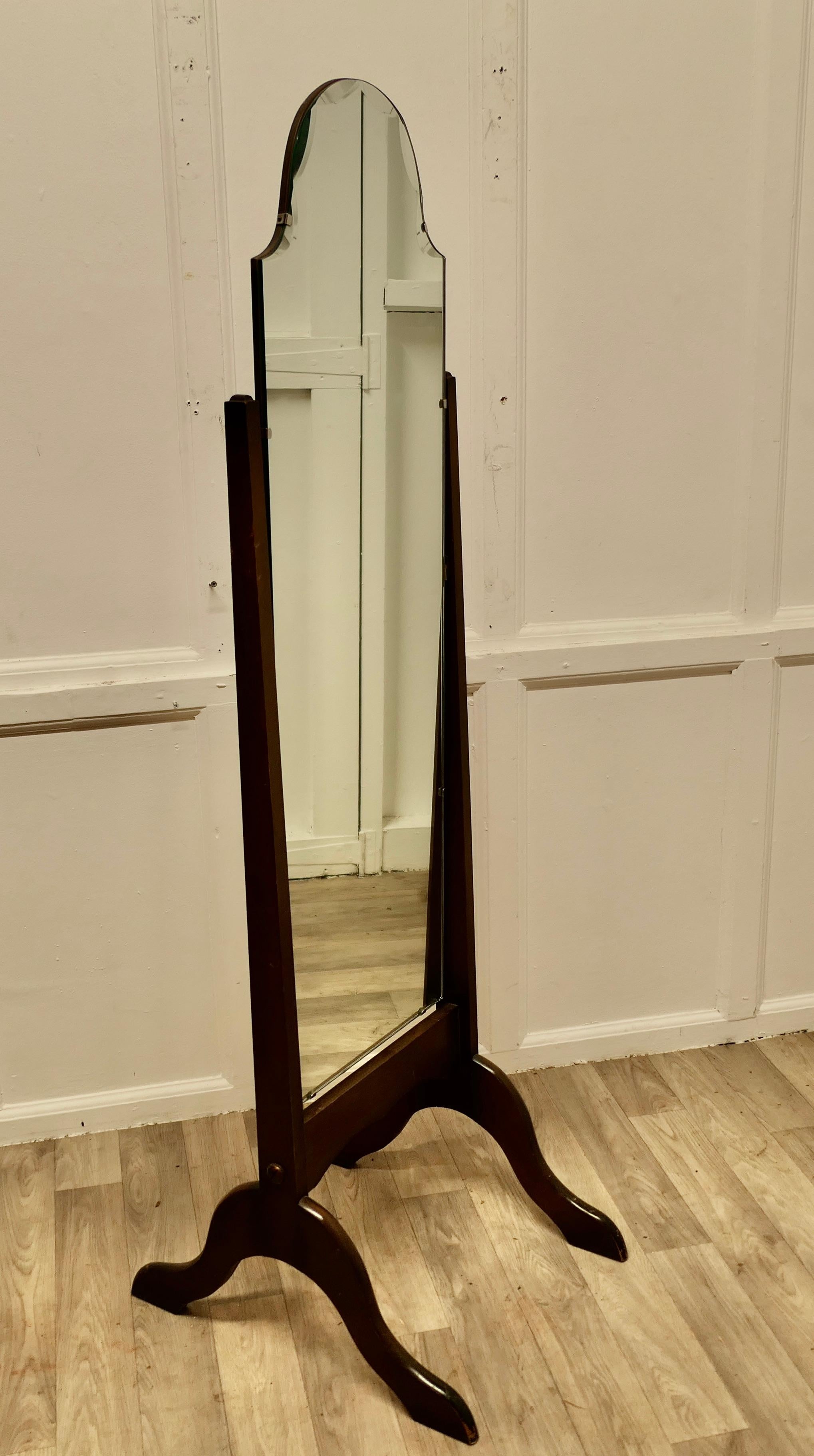 Beech Art Deco Arch Top Cheval Mirror  The Mirror has an Arch shaped top For Sale