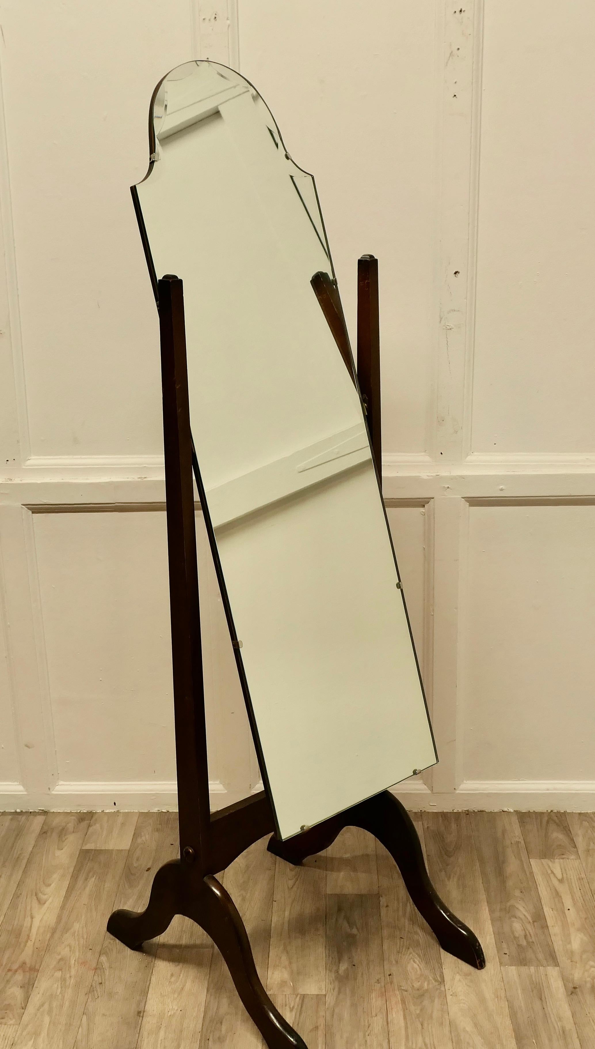 Art Deco Arch Top Cheval Mirror  The Mirror has an Arch shaped top For Sale 1