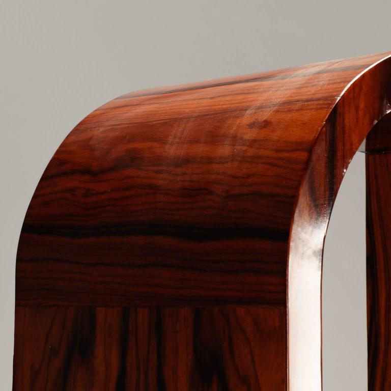 French Art Deco Arched Top Burl Wood Polished Étagère