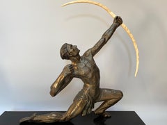 Scultura di arciere in stile Art Déco di Jean de Roncourt