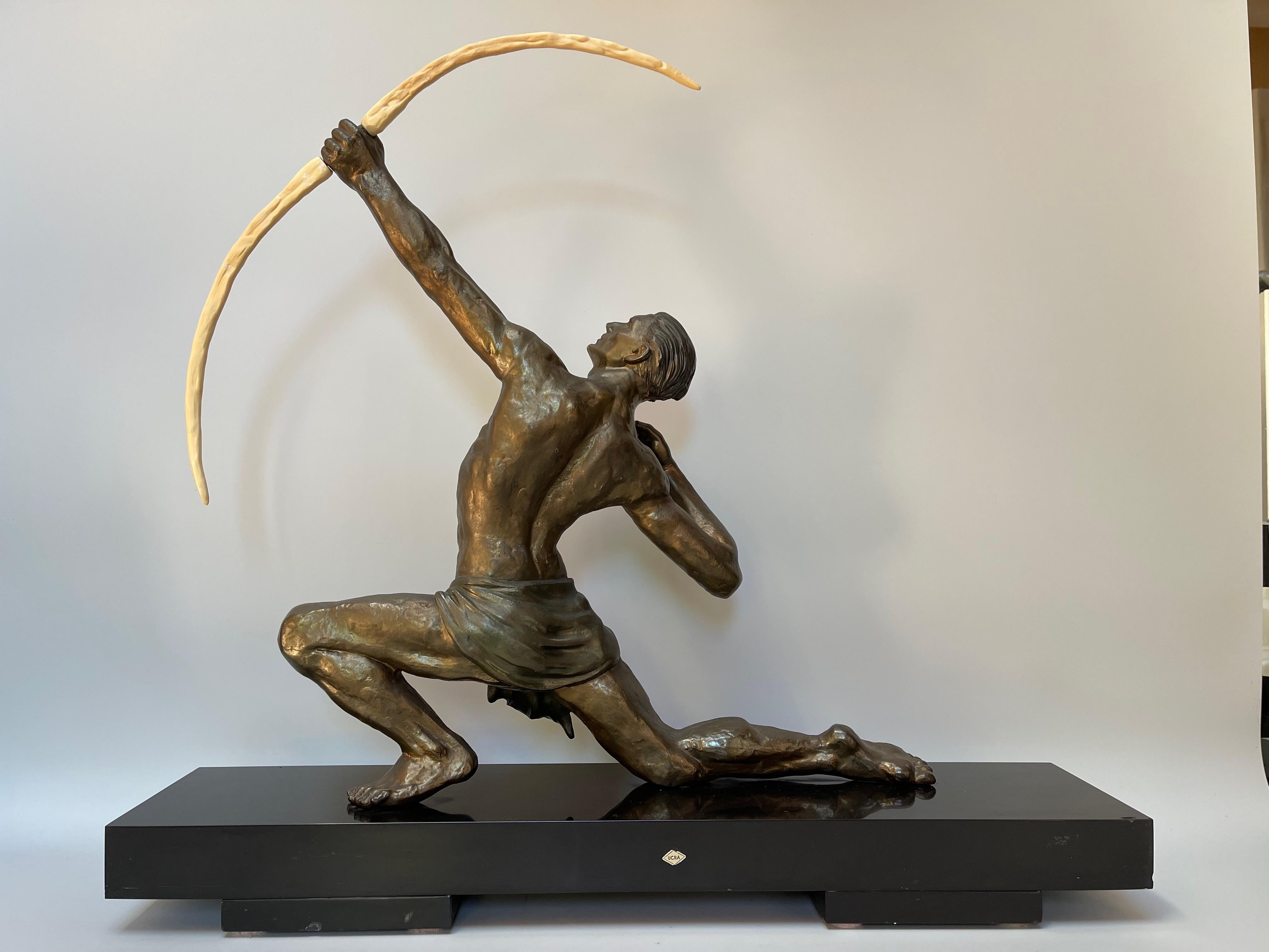 Art Deco Art deco archer sculpture by Jean de Roncourt For Sale