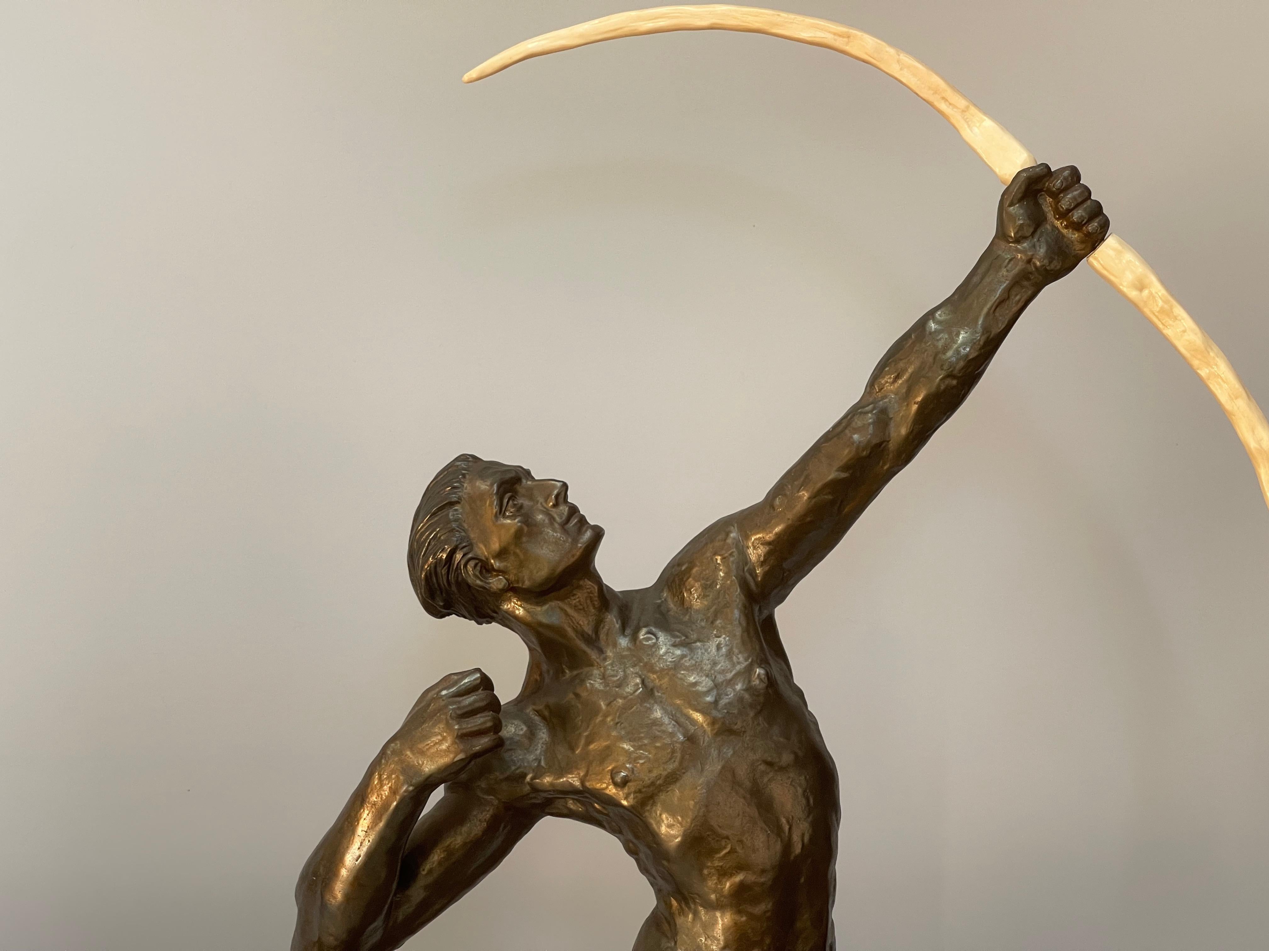 French Art deco archer sculpture by Jean de Roncourt For Sale