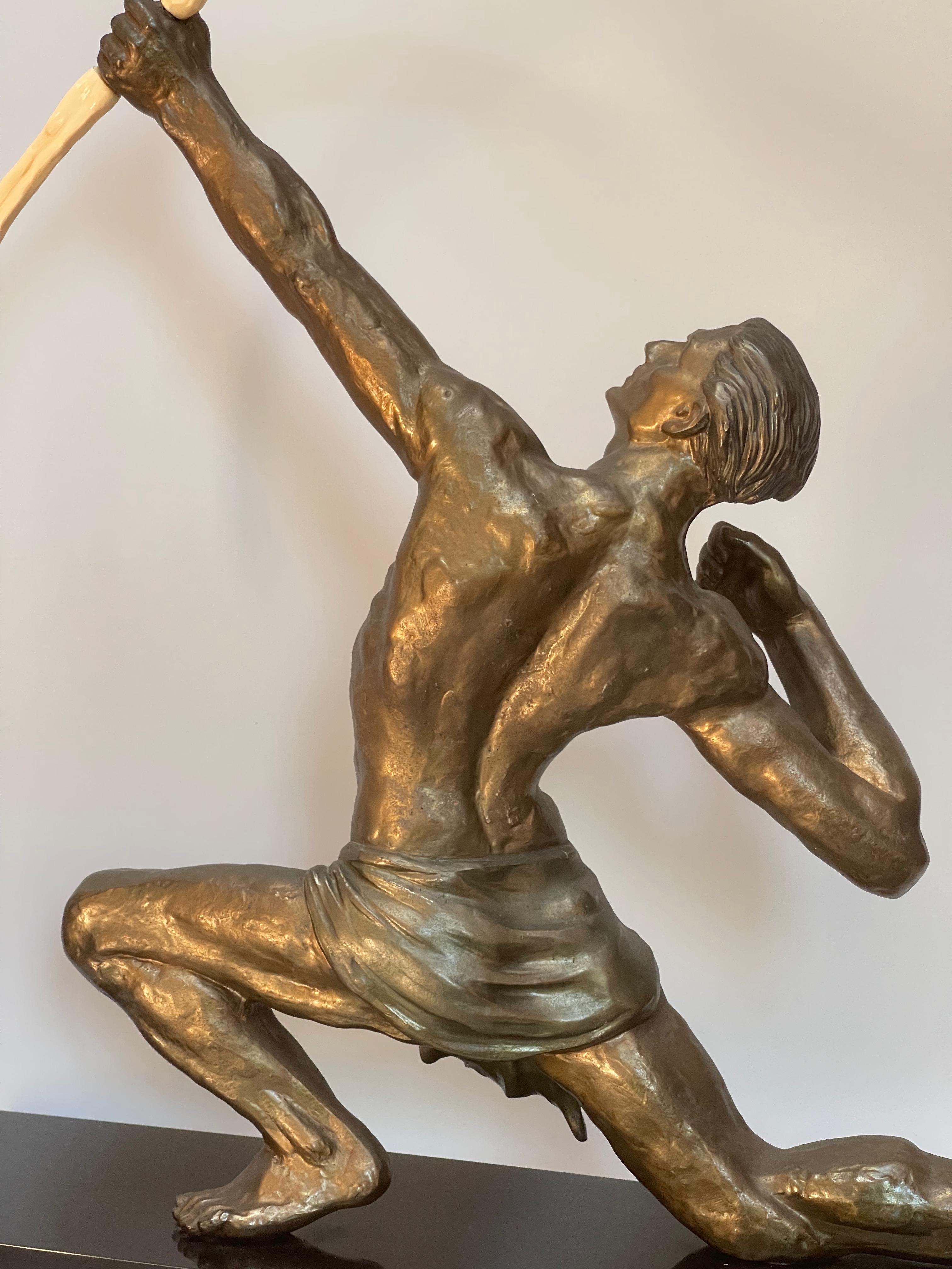 Art deco archer sculpture by Jean de Roncourt For Sale 2