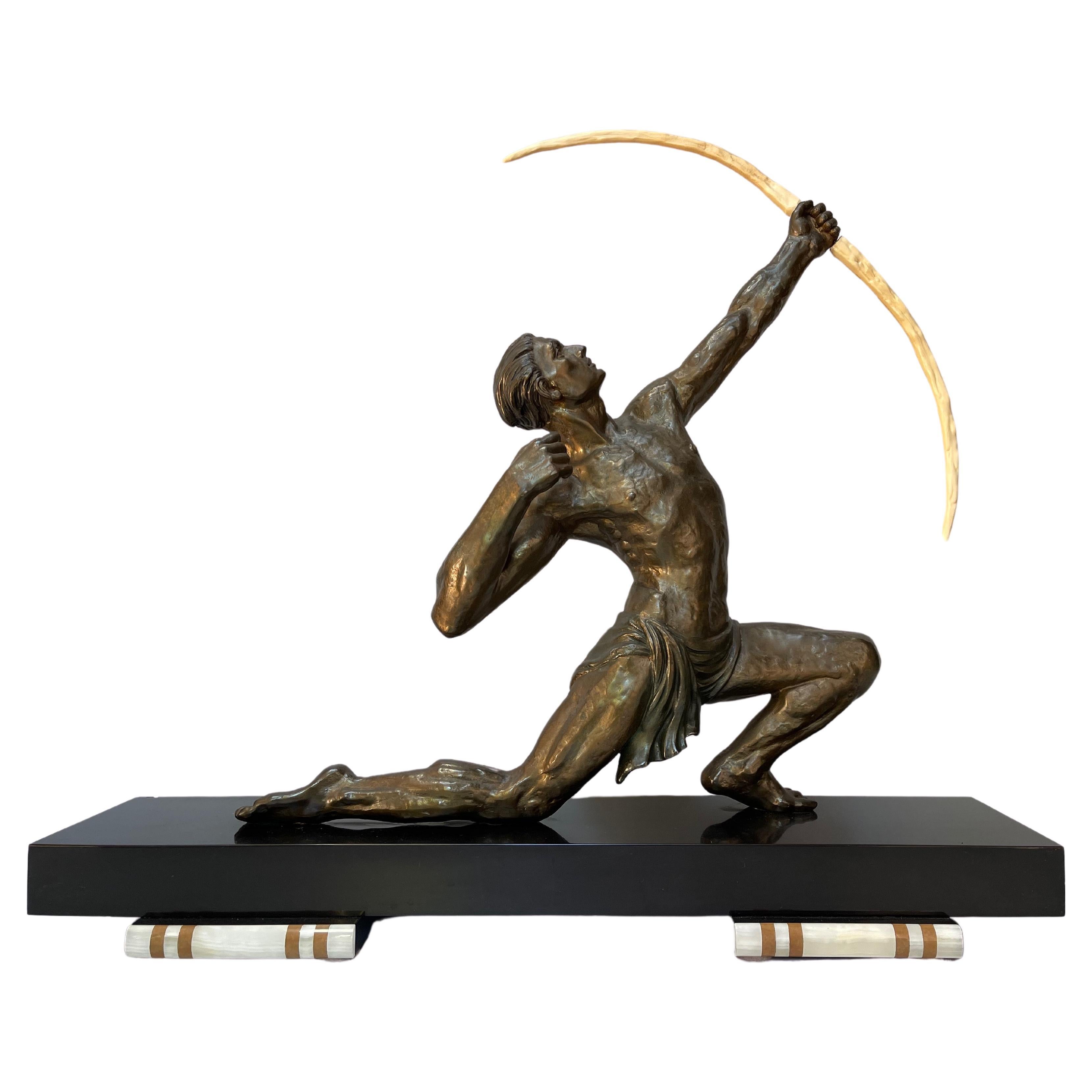 Art deco archer sculpture by Jean de Roncourt