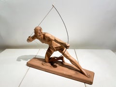 Art Deco Archer Sculpture in Terracotta Attributed Salvatore Melani, Circa 1920s