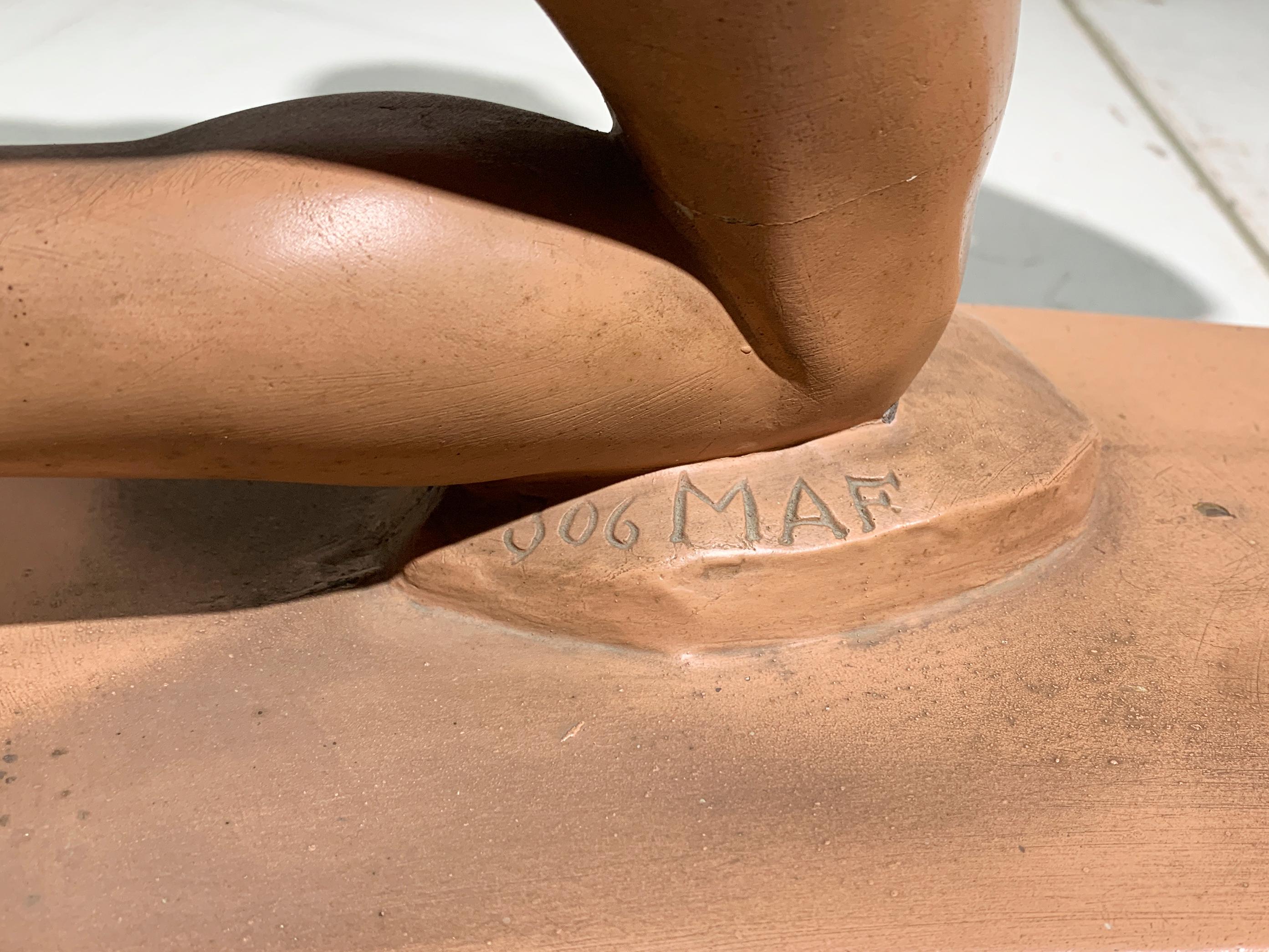 Inizio XX secolo Scultura Art Deco Arciere in terracotta Attribuita a Salvatore Melani, circa 1920 in vendita