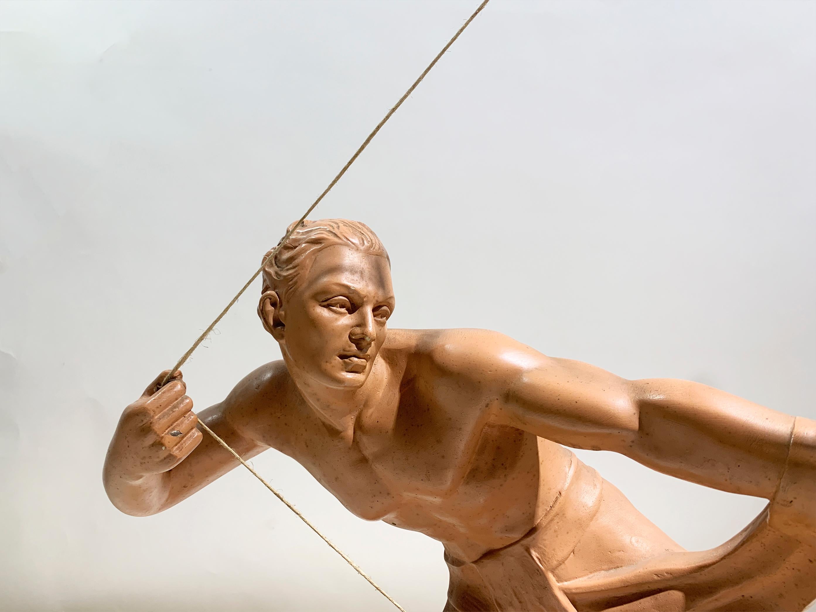 Scultura Art Deco Arciere in terracotta Attribuita a Salvatore Melani, circa 1920 in vendita 1