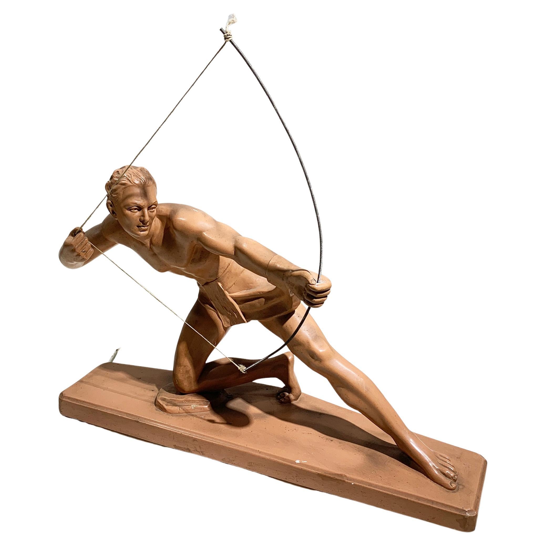 Scultura Art Deco Arciere in terracotta Attribuita a Salvatore Melani, circa 1920