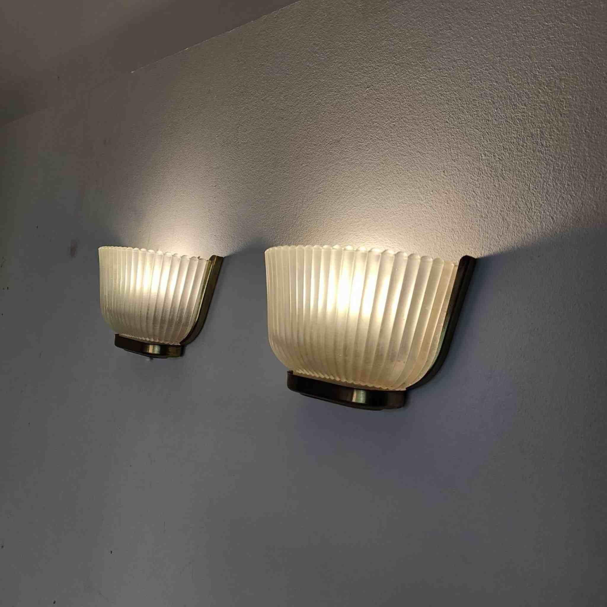 Apliques Art déco Archimede Seguso de cristal de Murano, Italia, años 40 Italiano en venta