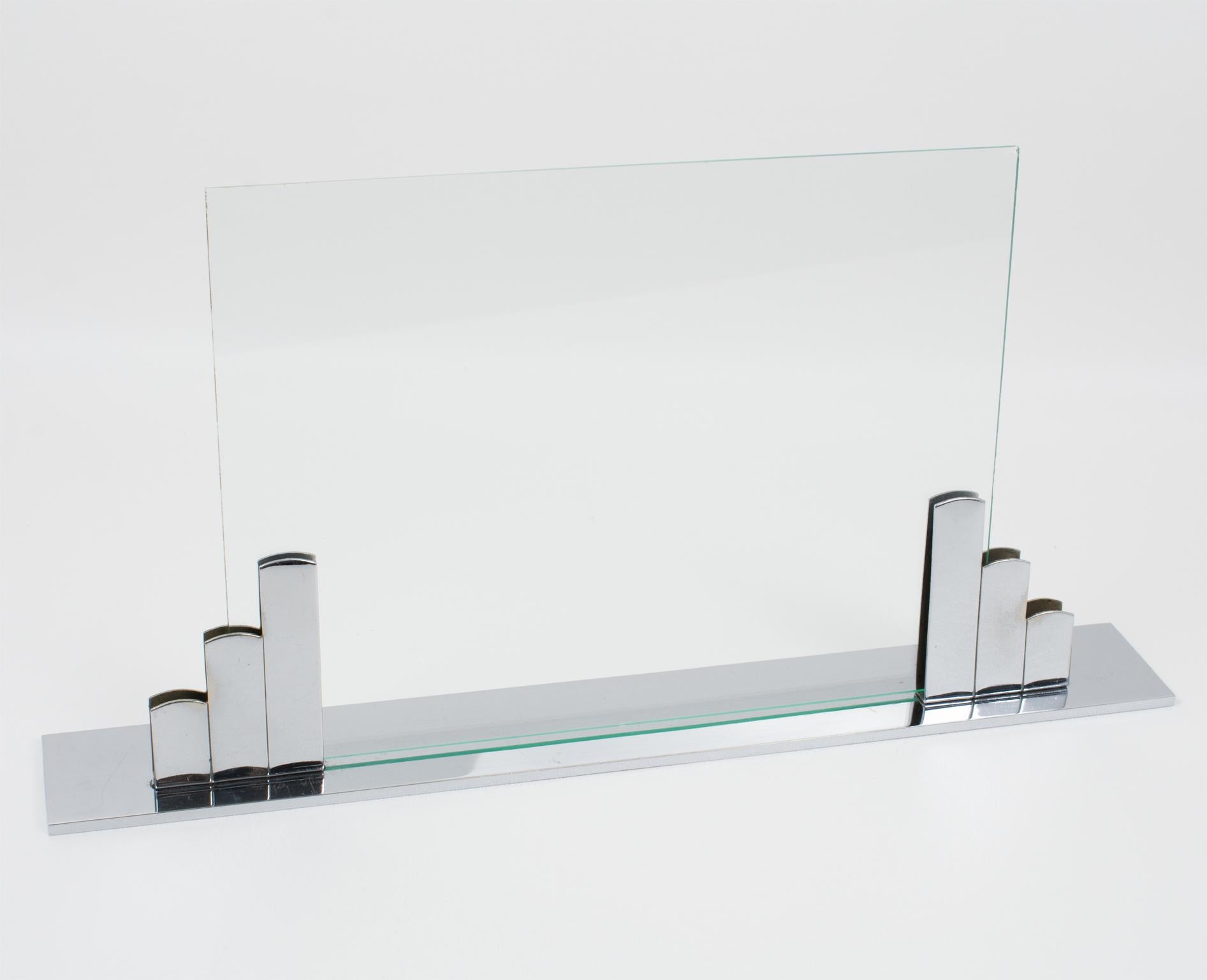 Mid-20th Century Art Deco Architectural Chrome Picture Frame, France 1930s For Sale