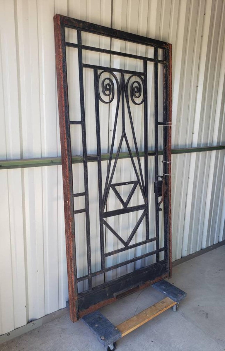 Art Deco Architectural Scrolled Wrought Iron Door For Sale at