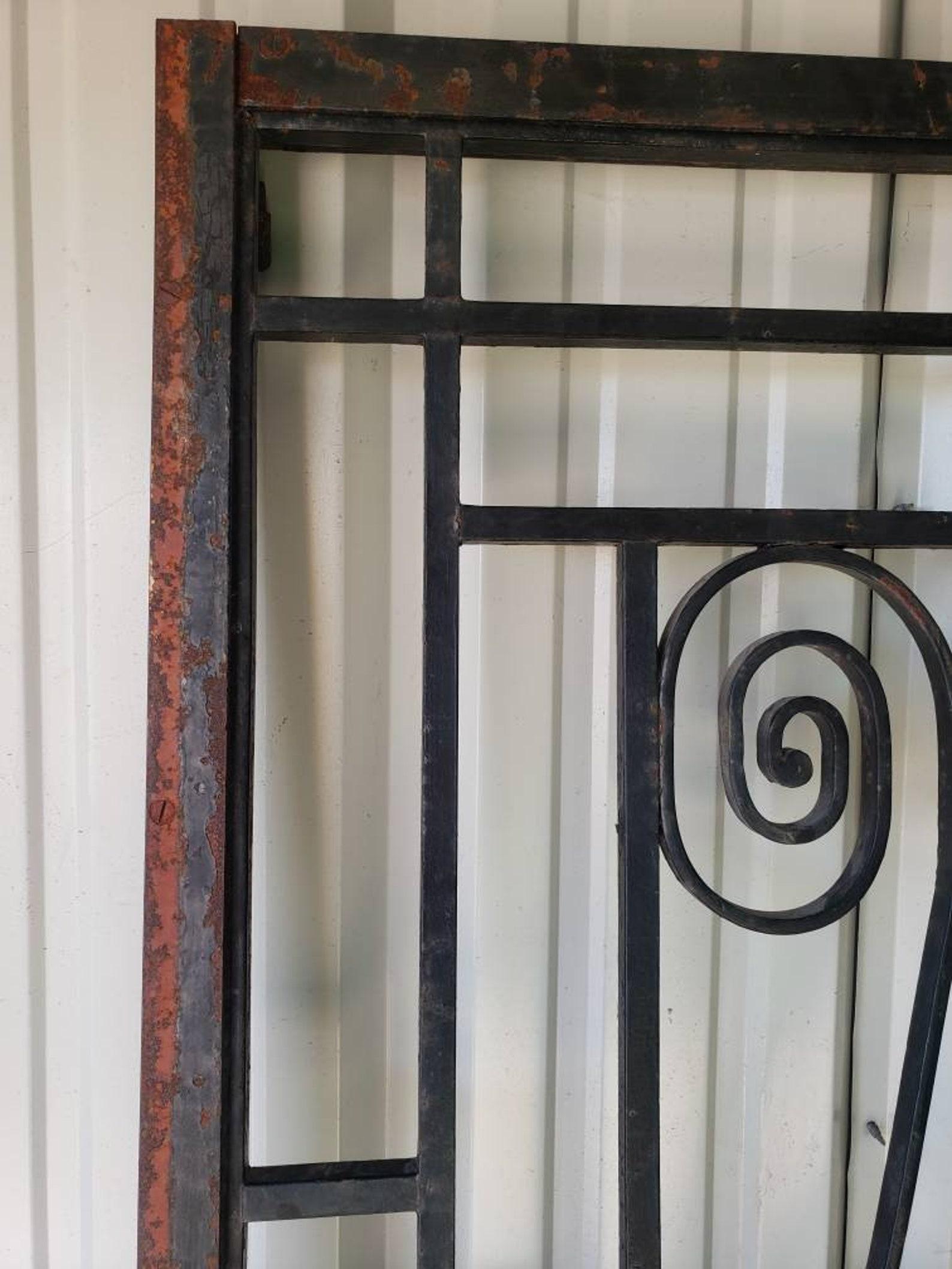 Art Deco Architectural Scrolled Forged Wrought Iron Door In Good Condition For Sale In Forney, TX