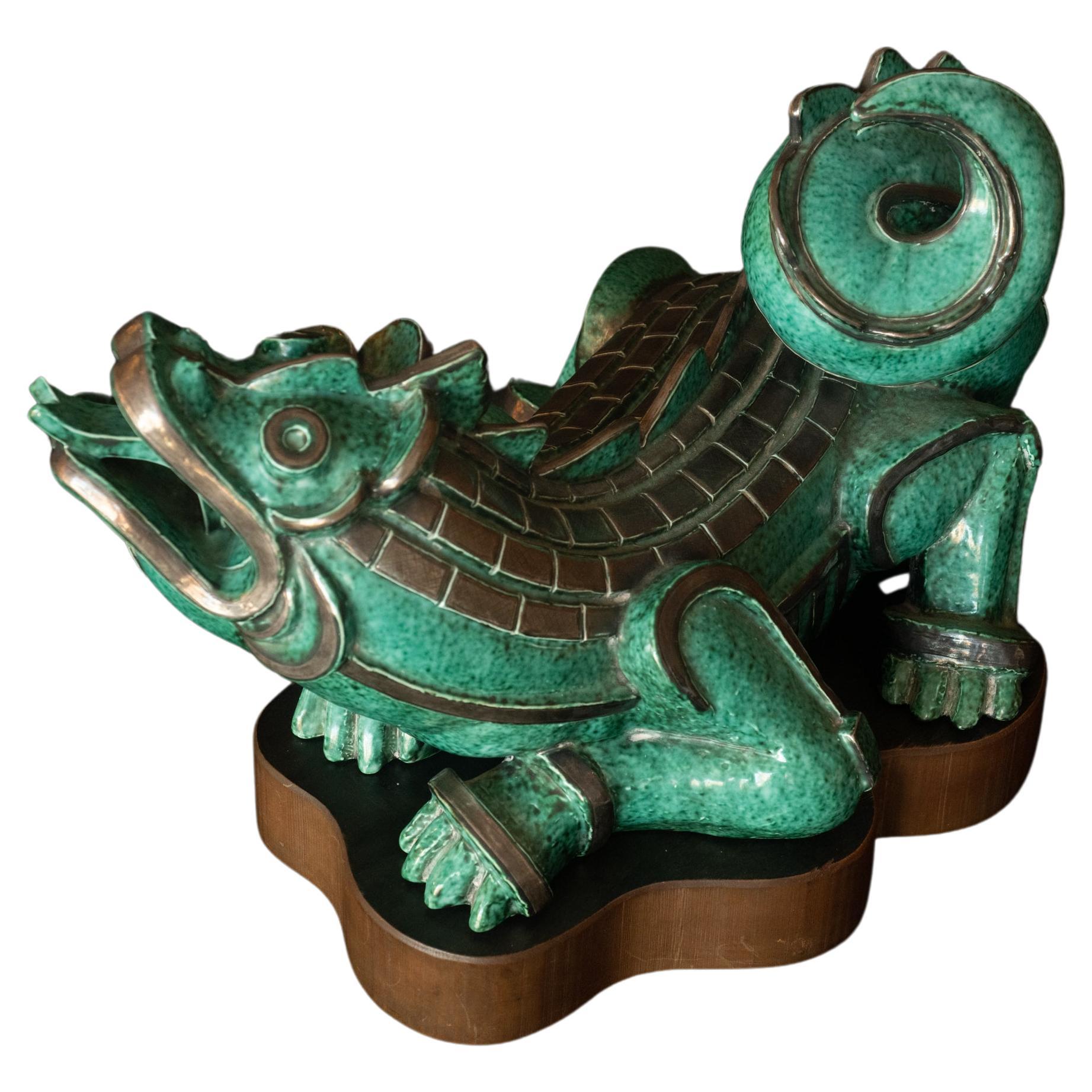 Art Deco "Argenta Dragon" sculpture by Wilhelm Kåge For Sale