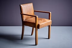 Art Deco Arm Chair attributed to Francis Jourdain 1940s brown leather