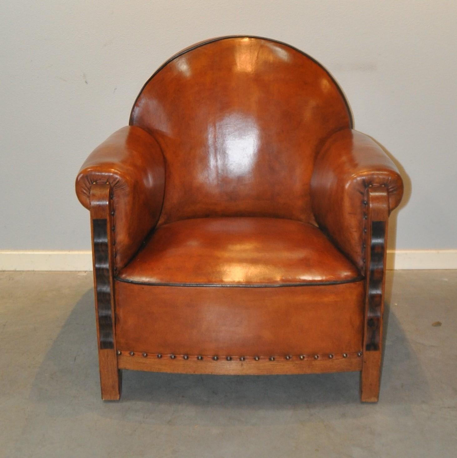 Dutch Art Deco Arm Chair with Coromandel and Sheep Leather, Netherlands, 1930s