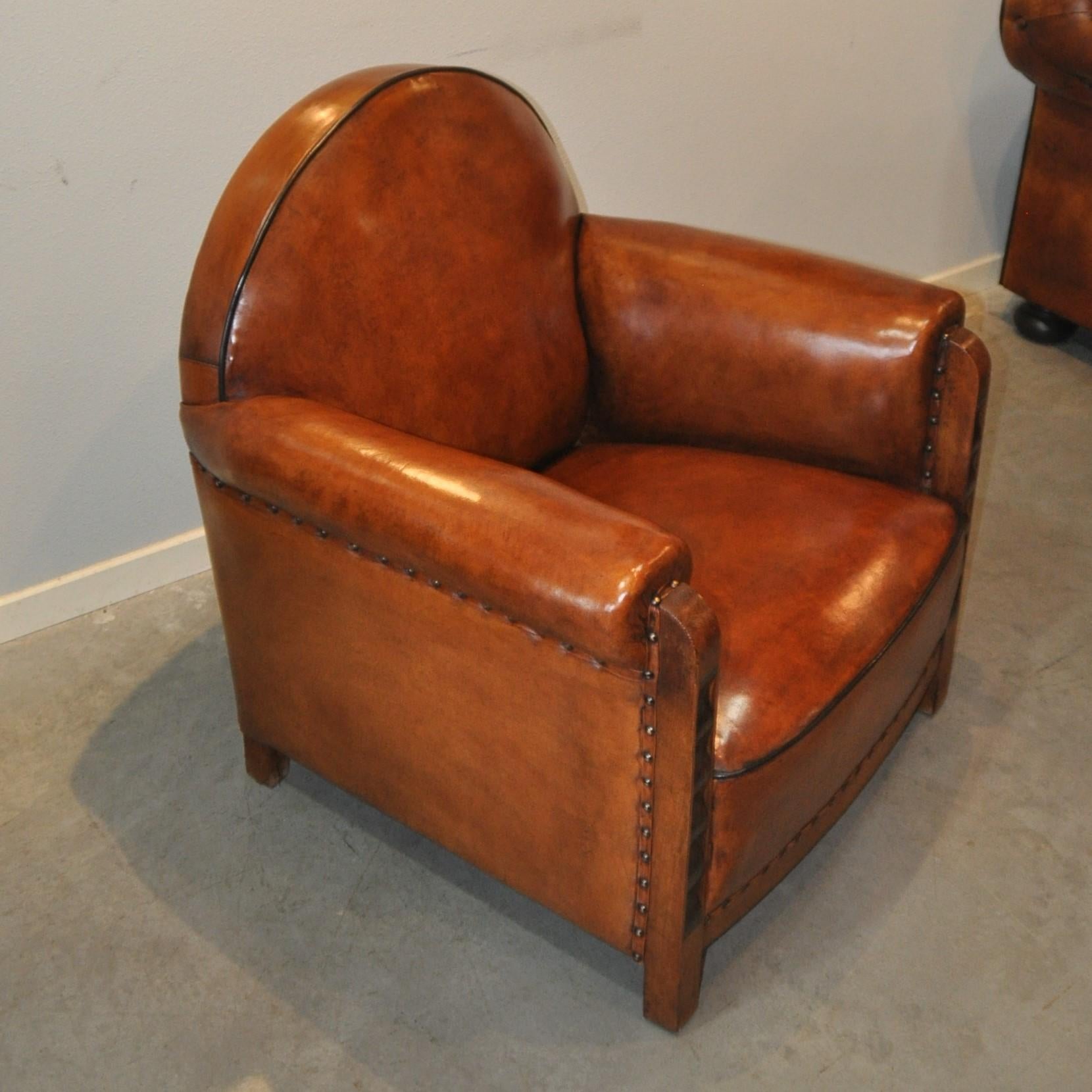 Amsterdam School Art Deco Arm Chair with Coromandel and Sheep Leather, Netherlands, 1930s