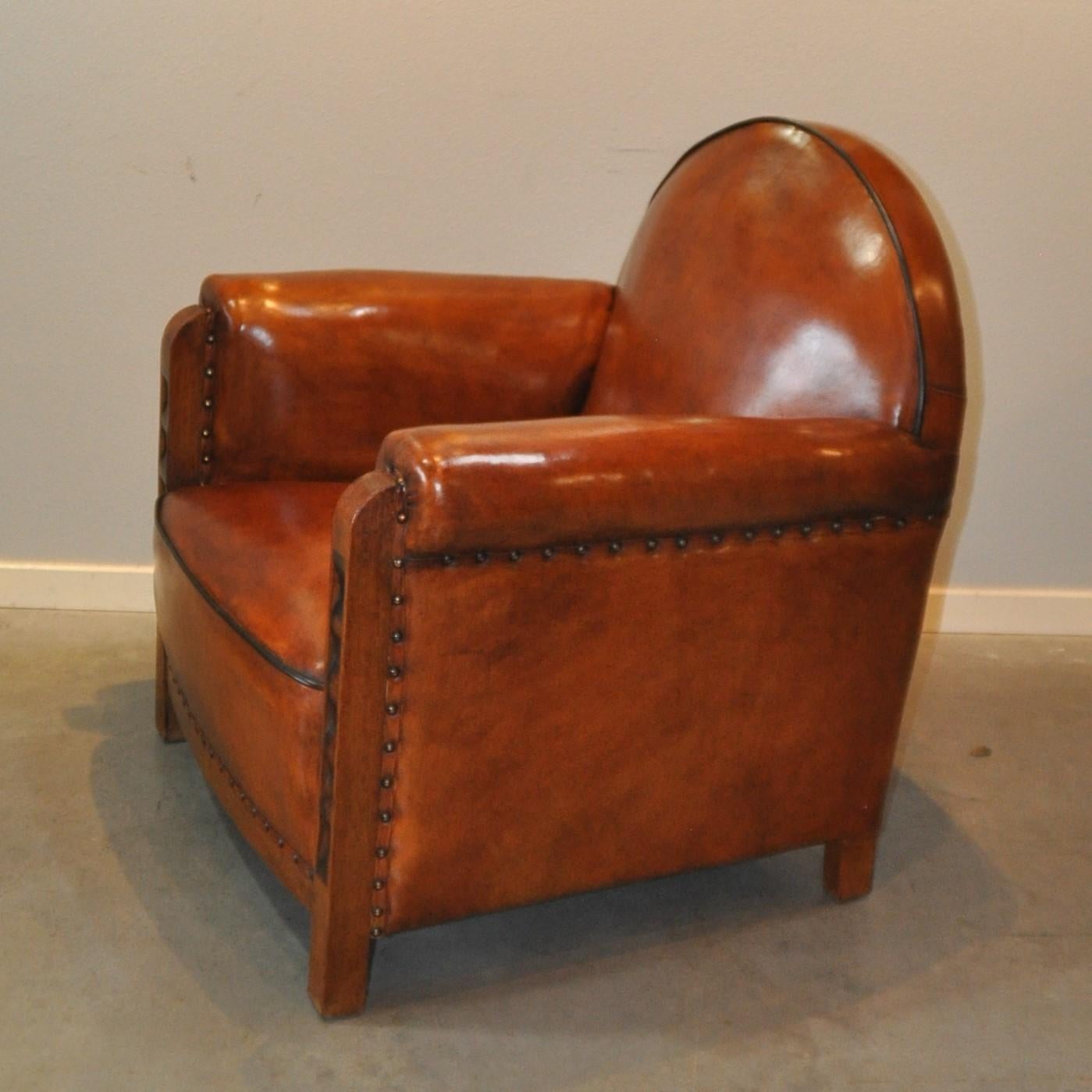 Mid-20th Century Art Deco Arm Chair with Coromandel and Sheep Leather, Netherlands, 1930s