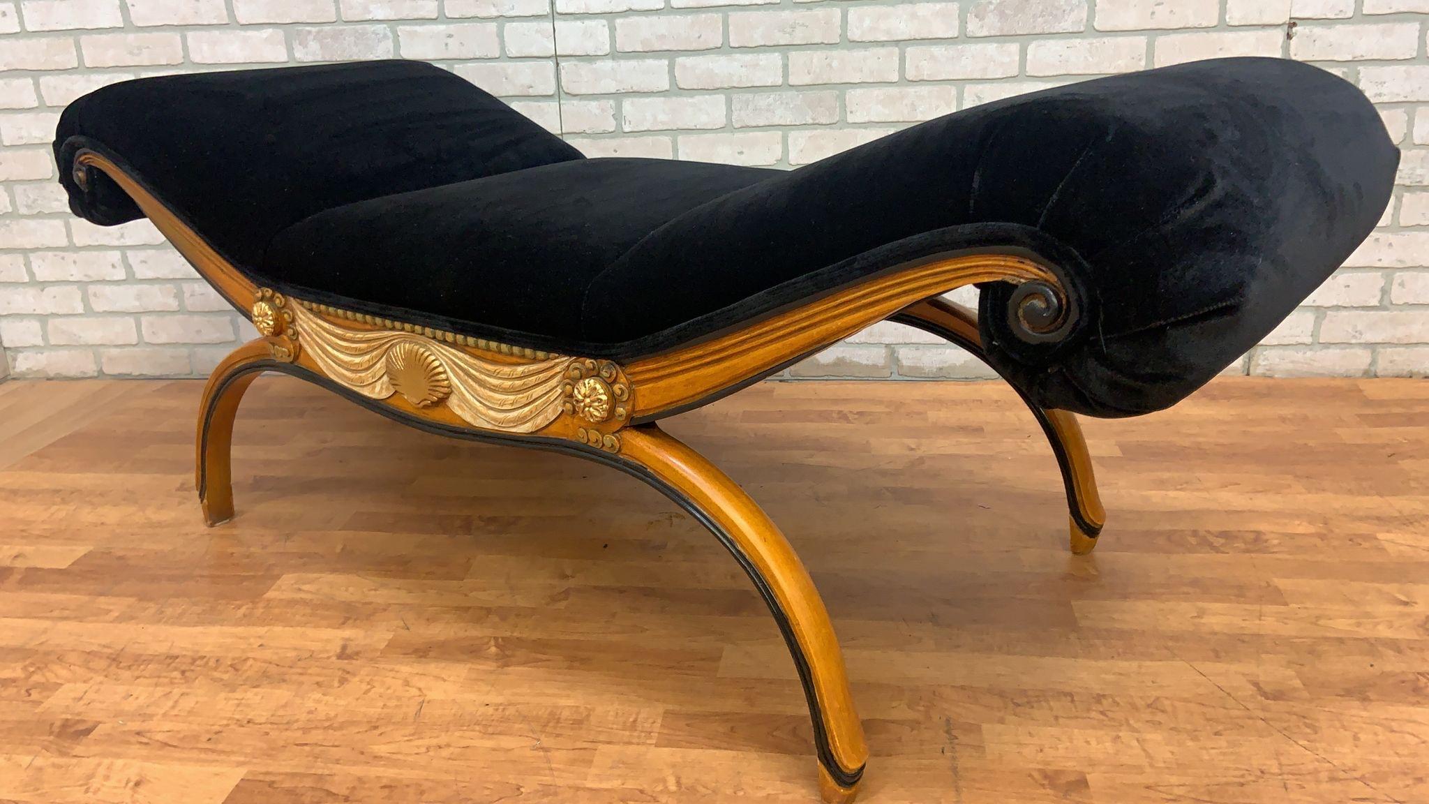 Early 20th Century Art Deco Armand-Albert Rateau Style Rolled Arm Bench Newly Upholstered