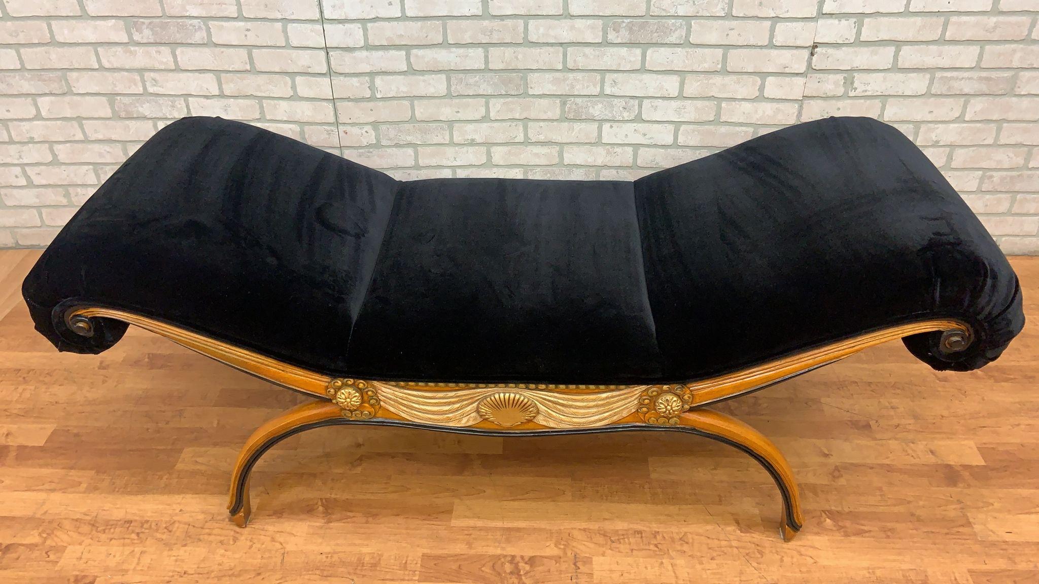 Art Deco Armand-Albert Rateau Style Rolled Arm Bench Newly Upholstered 1