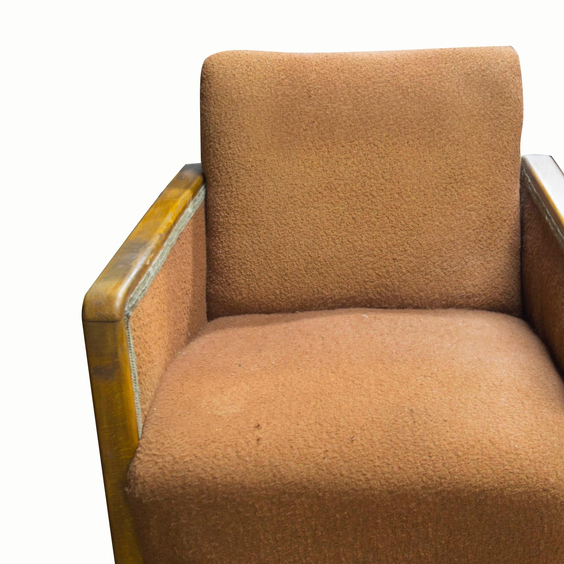 Fabric Art Deco Armchair, 1930's, Central Europe For Sale