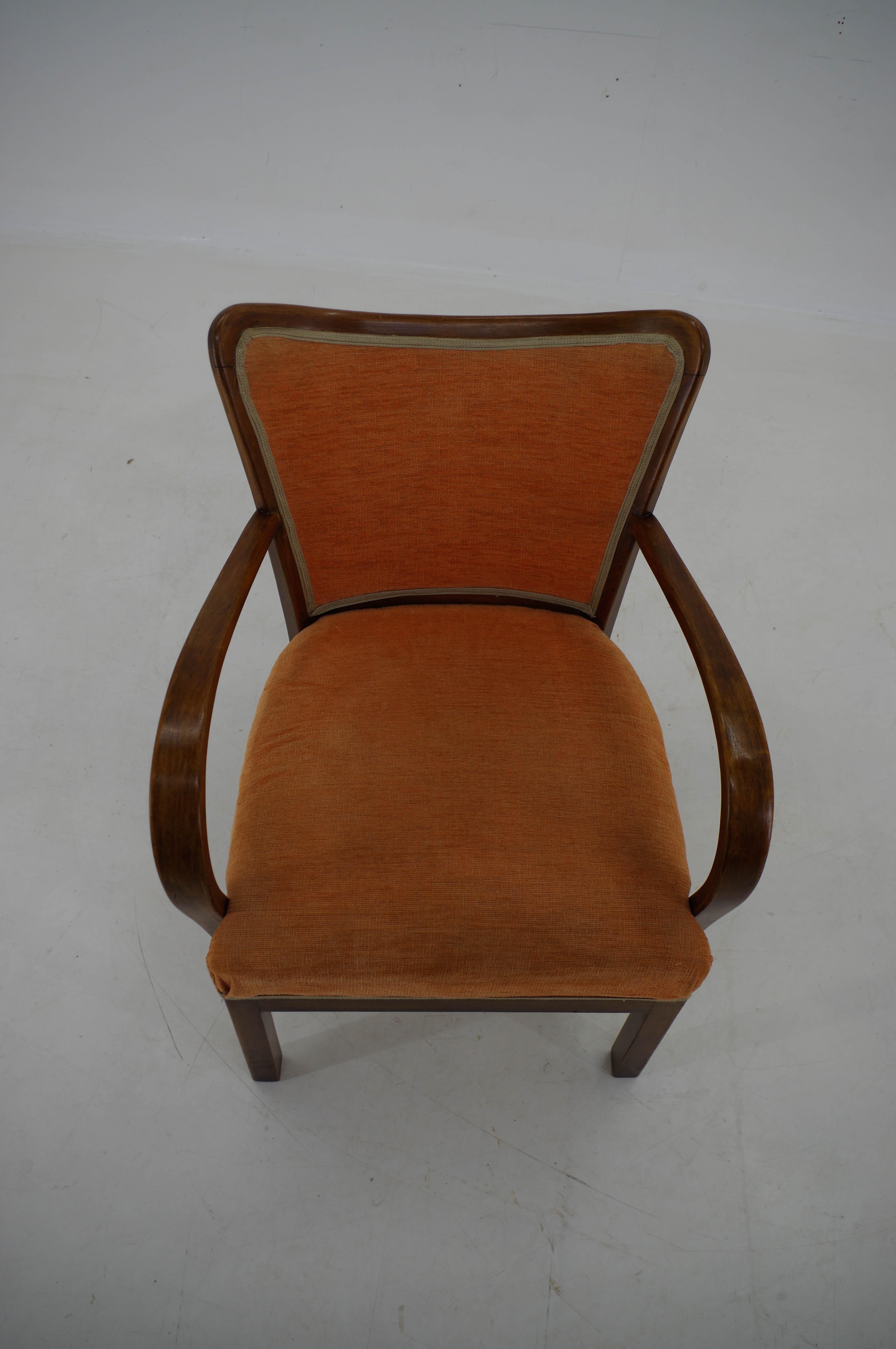 Upholstery Art Deco Armchair, 1940s For Sale