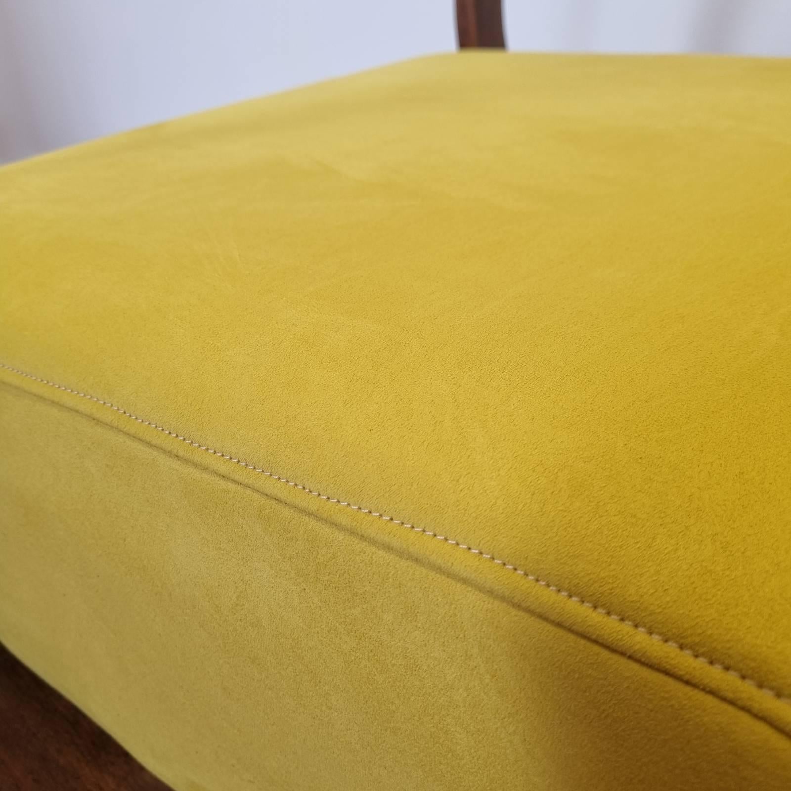 Original Art Deco armchair made in the 30s in Austria

It was recently reupholstered in yellow alcantara fabric