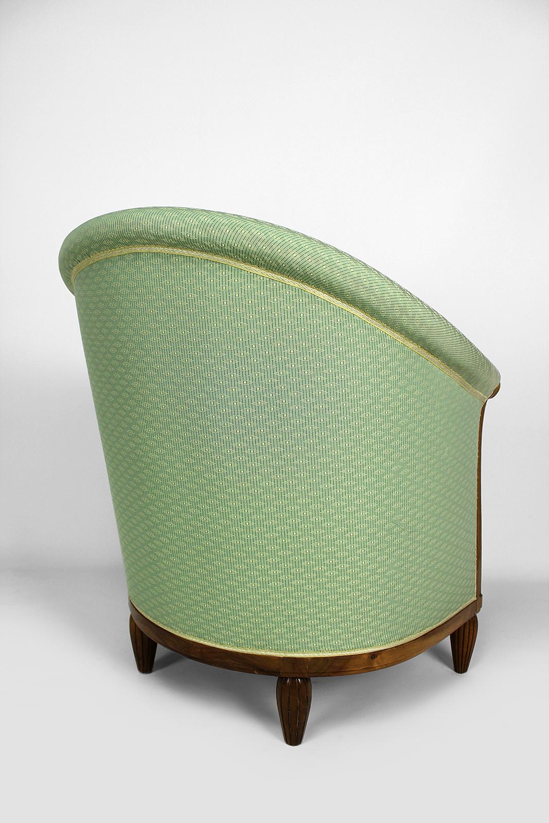 Fabric Art Deco Armchair by Ateliers Gauthier-Poinsignon in walnut, circa 1920-1930 For Sale