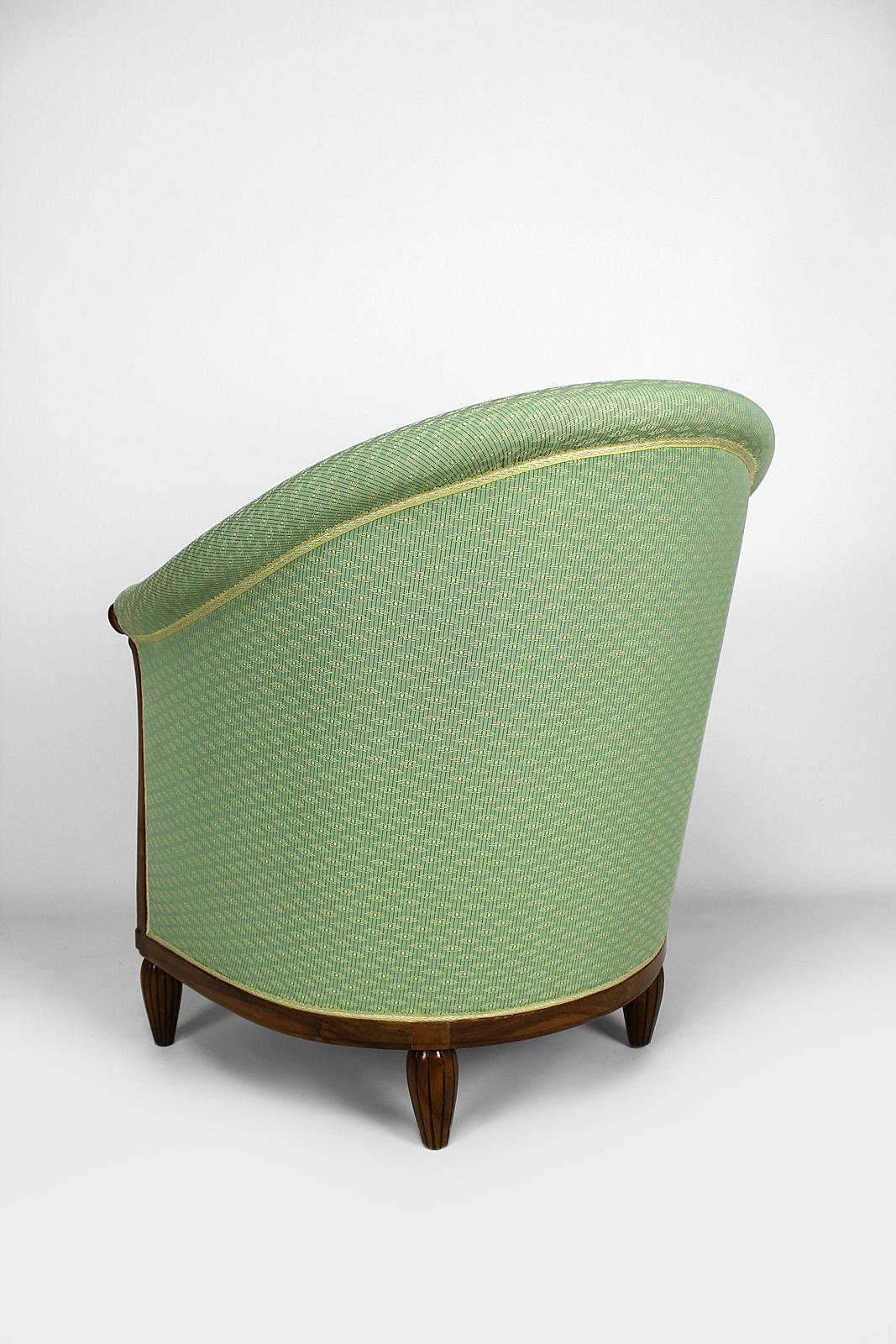 Art Deco Sessel von Ateliers Gauthier-Poinsignon in Nussbaum, um 1920-1930 (Stoff) im Angebot