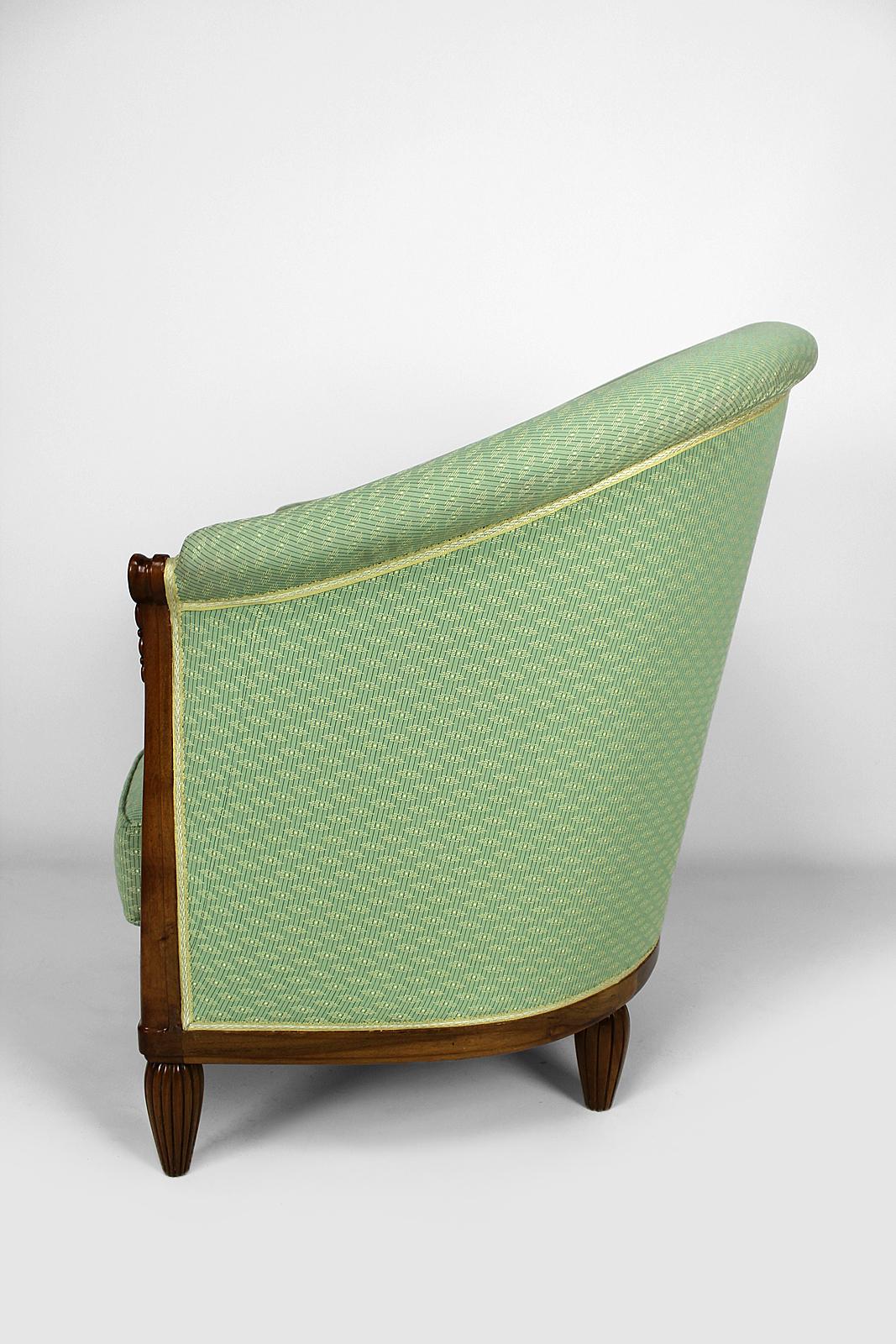 Art Deco Sessel von Ateliers Gauthier-Poinsignon in Nussbaum, um 1920-1930 im Angebot 1